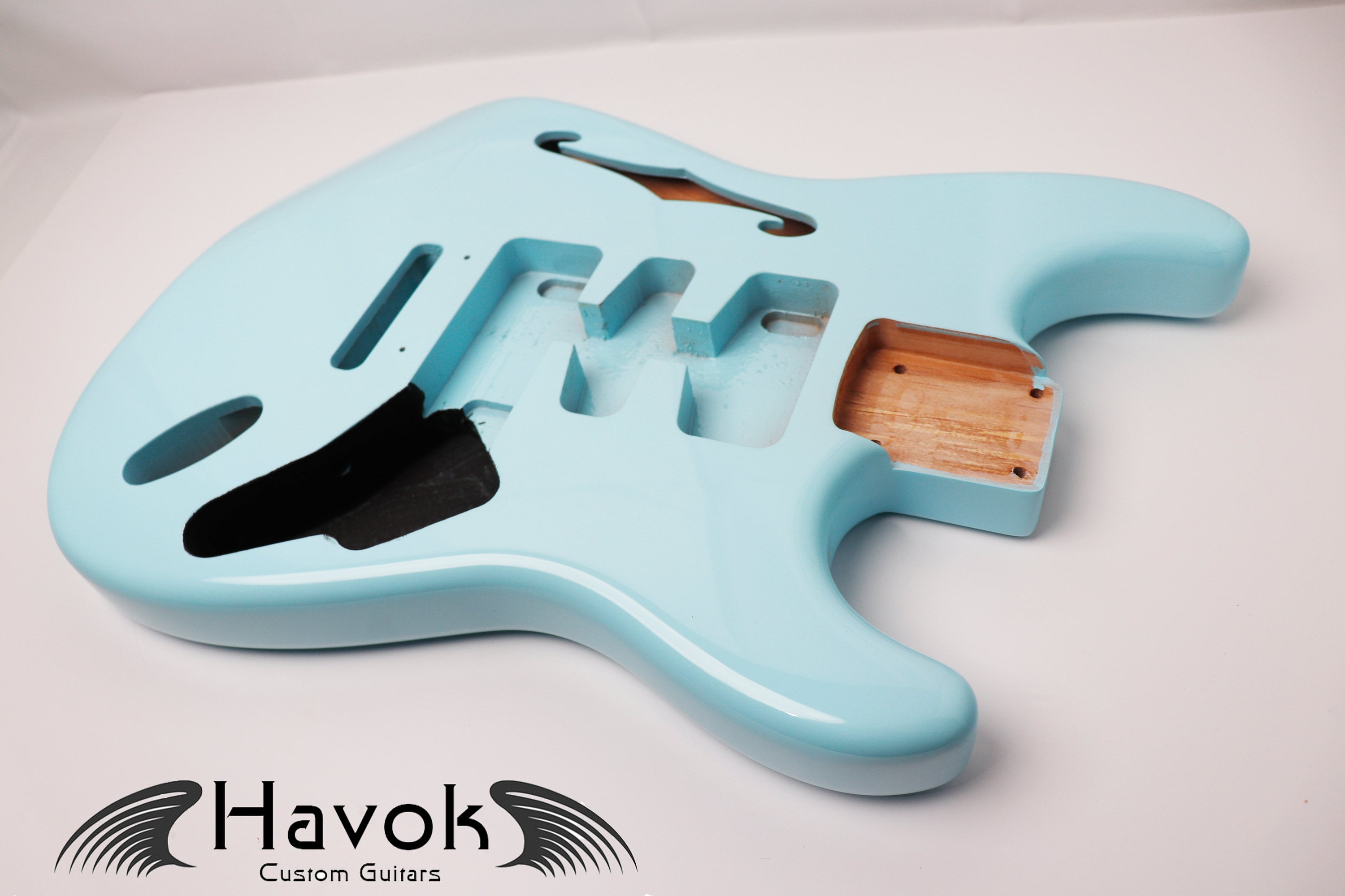 Seafoam Blue Metallic 2pc Alder Strat Style Body High Gloss