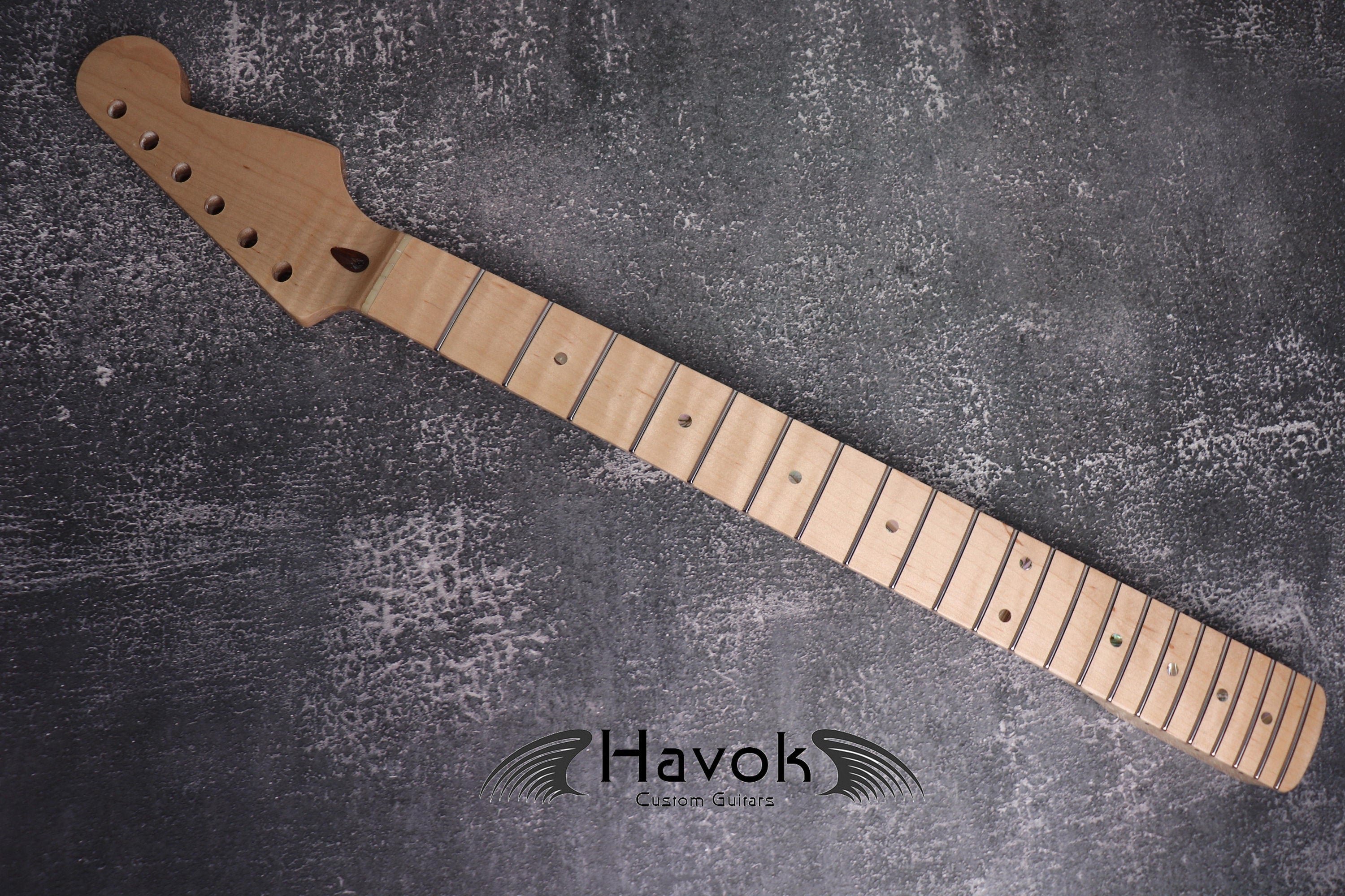 S type Flame Maple Gloss Neck Stainless Steel Frets, Neck, Medium Jumbo Jescar Frets, 22 Frets, Electric Guitar Neck