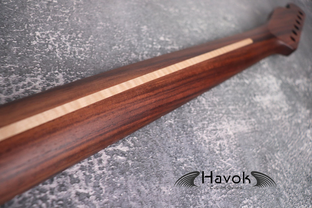 T type Rosewood Neck Stainless Steel Frets, Flame Maple Stripe, TL Neck, Medium Jumbo Jescar Fret, 22 Frets, Vintage Guitar Neck