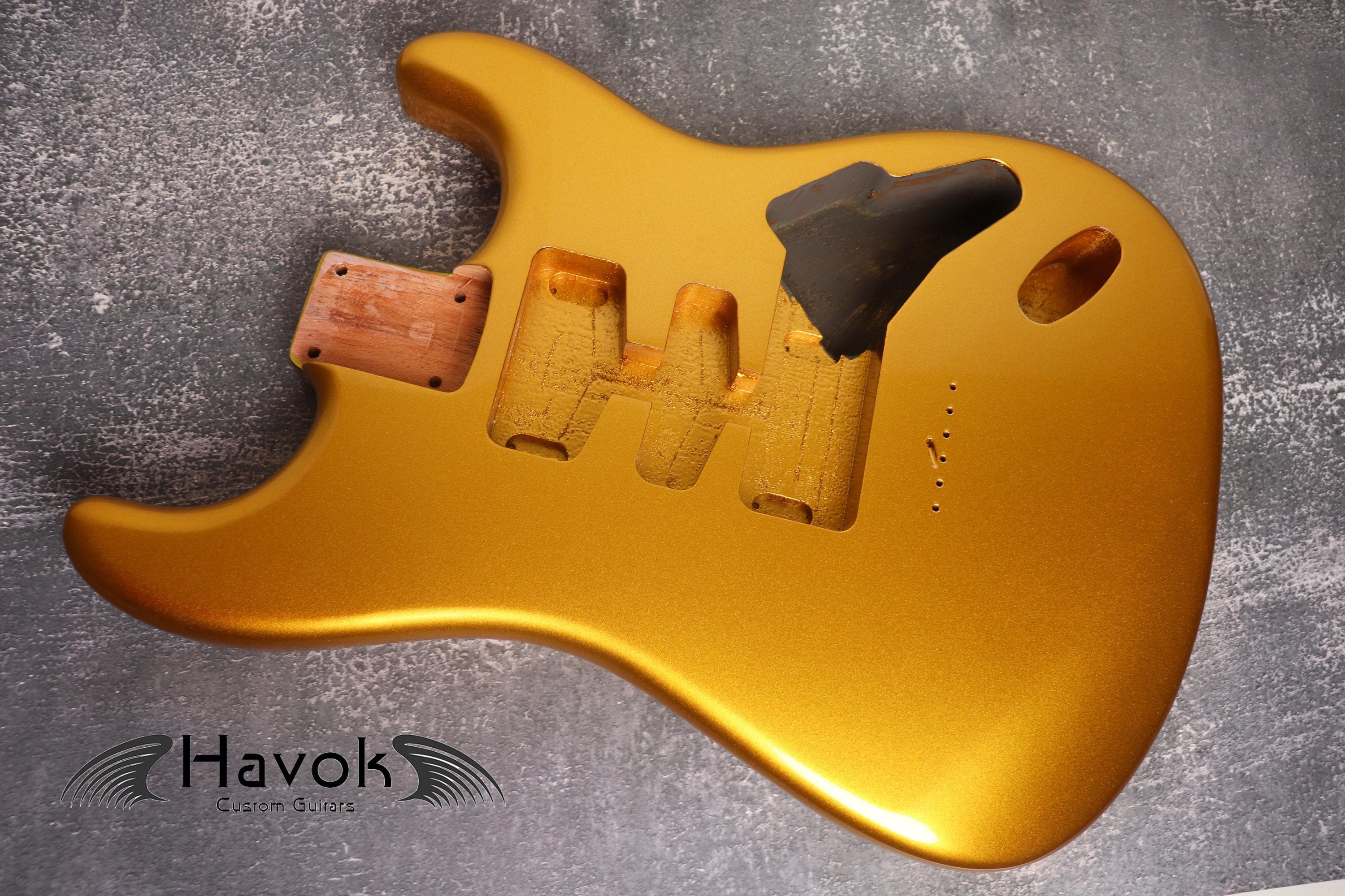 Hard Tail Gold 2PC Mahogany ST S Type Body High Gloss, Custom S-Style Body, High Gloss Vintage Part Gadget DIY Building Kit, ST Replacement