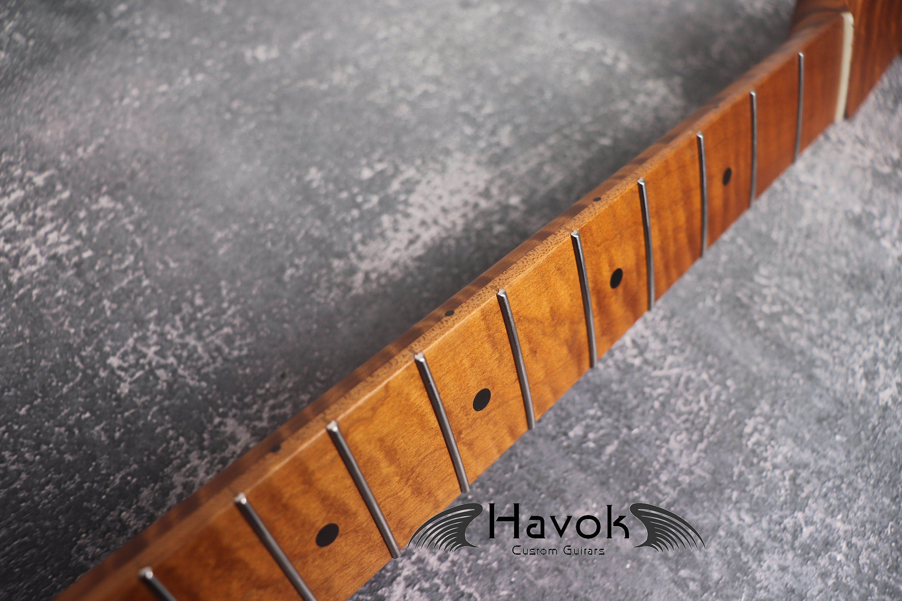S type Spoke Wheel Roasted Flame Maple Neck, Stainless Steel Frets, Satin ST S-Type Neck, 22 Medium Jumbo Jescar, Guitar Neck