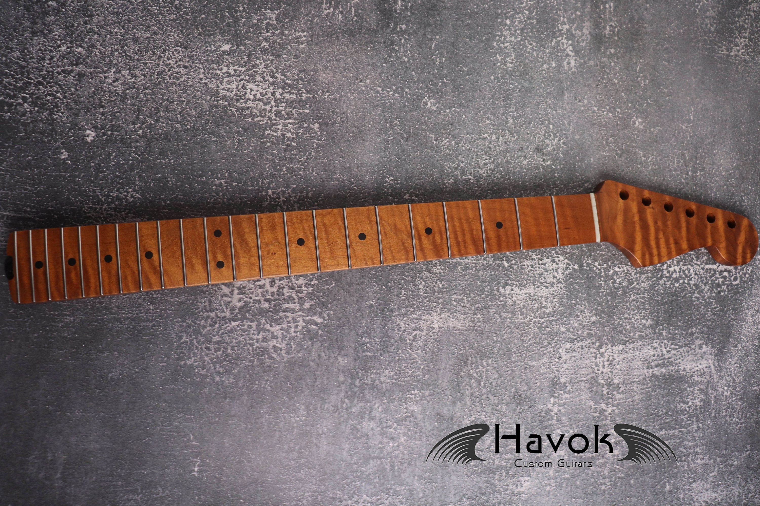S type Spoke Wheel Roasted Flame Maple Neck, Stainless Steel Frets, Satin ST S-Type Neck, 22 Medium Jumbo Jescar, Guitar Replacement Vintage