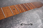 T Type Spoke Wheel Roasted Flame Maple Neck, Stainless Steel Frets, Satin TL Neck, Medium Jumbo Jescar Frets, 22 Frets, Electric Guitar Neck