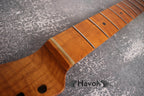 T Type Spoke Wheel Roasted Flame Maple Neck, Stainless Steel Frets, Satin TL Neck, Medium Jumbo Jescar Frets, 22 Frets, Electric Guitar Neck
