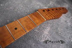 T Type Spoke Wheel Roasted Flame Maple Neck, Stainless Steel Frets, Satin TL Neck, Medium Jumbo Jescar Frets, 22 Frets, Electric Guitar Neck