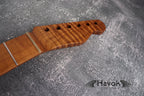 T Type Spoke Wheel Roasted Flame Maple Neck, Stainless Steel Frets, Satin TL Neck, Medium Jumbo Jescar Frets, 22 Frets, Electric Guitar Neck