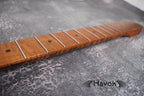 S type Spoke Wheel Roasted Flame Maple Neck, Stainless Steel Frets, Satin ST S-Type Neck, 22 Medium Jumbo Jescar, Guitar Neck
