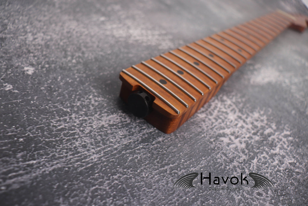 S type Spoke Wheel Roasted Flame Maple Neck, Stainless Steel Frets, Satin ST S-Type Neck, 22 Medium Jumbo Jescar, Guitar Replacement Vintage