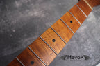 T Type Spoke Wheel Roasted Flame Maple Neck, Stainless Steel Frets, Satin TL Neck, Medium Jumbo Jescar Frets, 22 Frets, Electric Guitar Neck