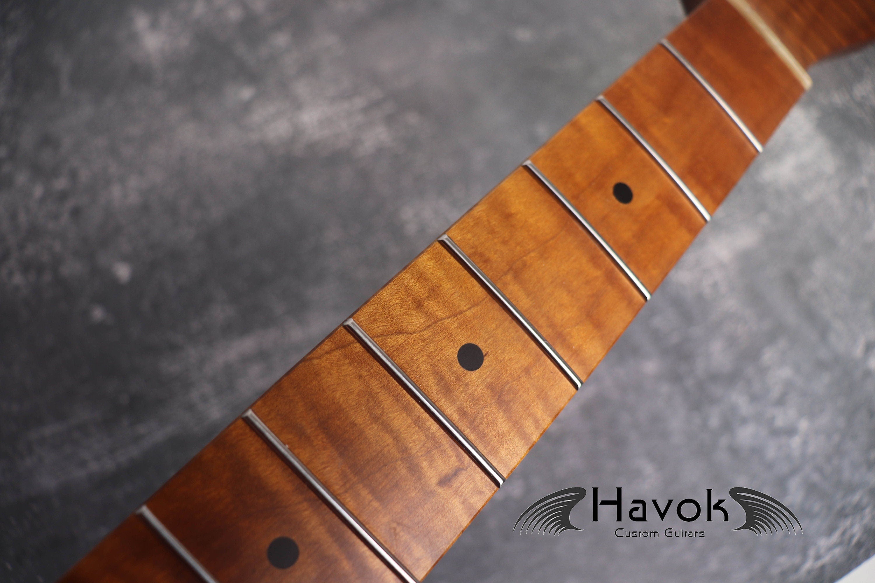 T Type Spoke Wheel Roasted Flame Maple Neck, Stainless Steel Frets, Satin TL Neck, Medium Jumbo Jescar Frets, 22 Frets, Electric Guitar Neck