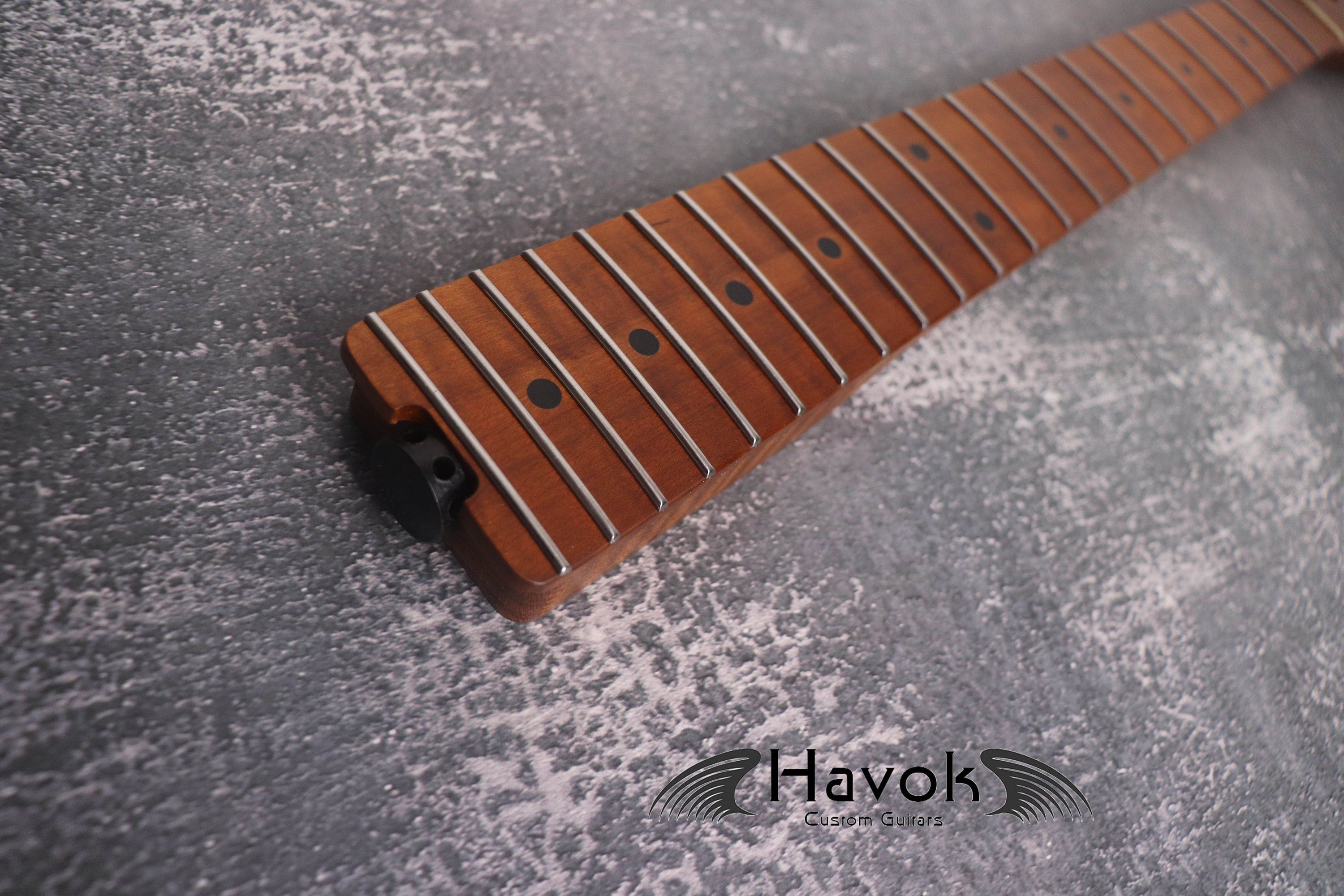 T Type Spoke Wheel Roasted Flame Maple Neck, Stainless Steel Frets, Satin TL Neck, Medium Jumbo Jescar Frets, 22 Frets, Electric Guitar Neck