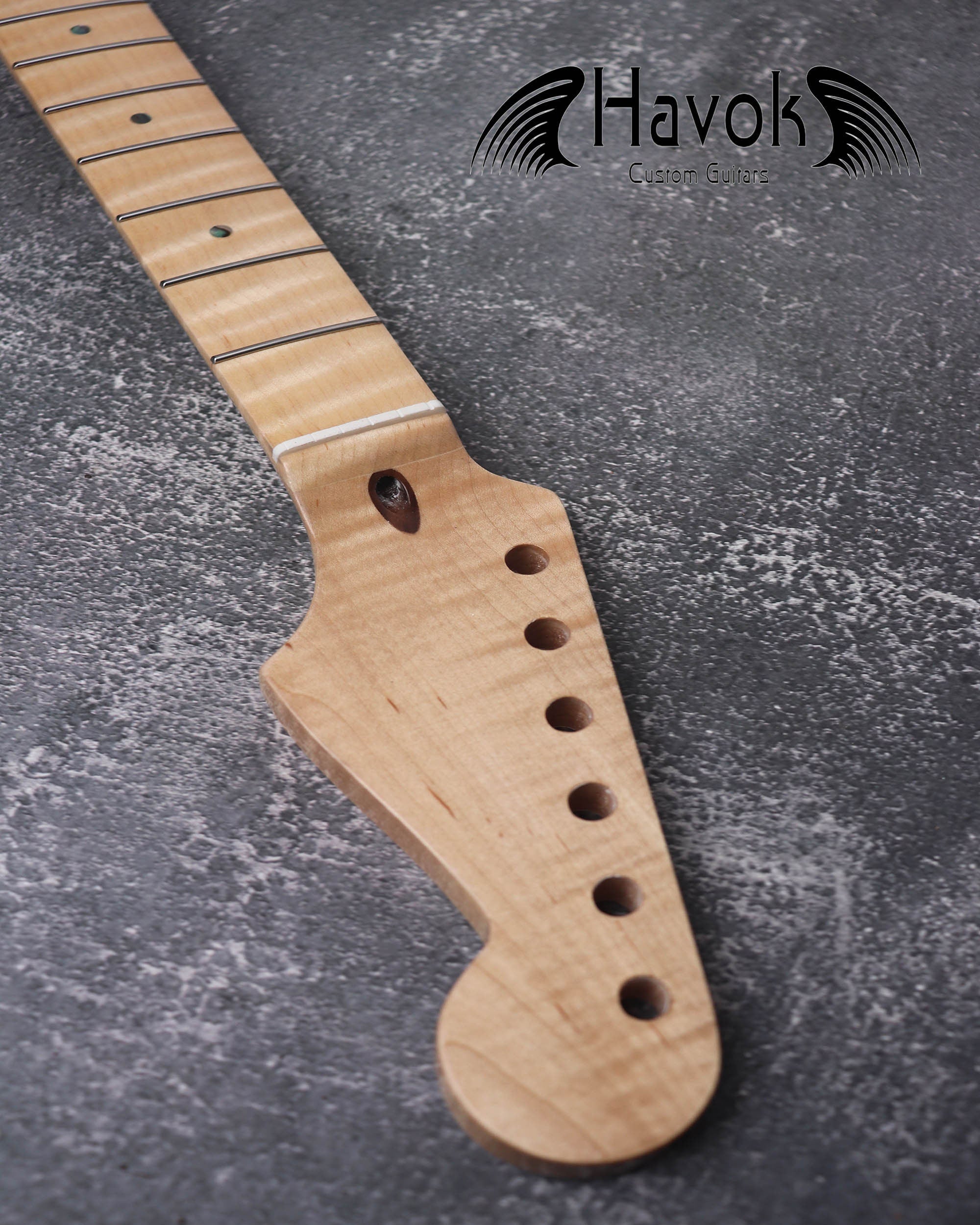 S type Flame Maple Gloss Neck Stainless Steel Frets, Neck, Medium Jumbo Jescar Frets, 22 Frets, Electric Guitar Neck