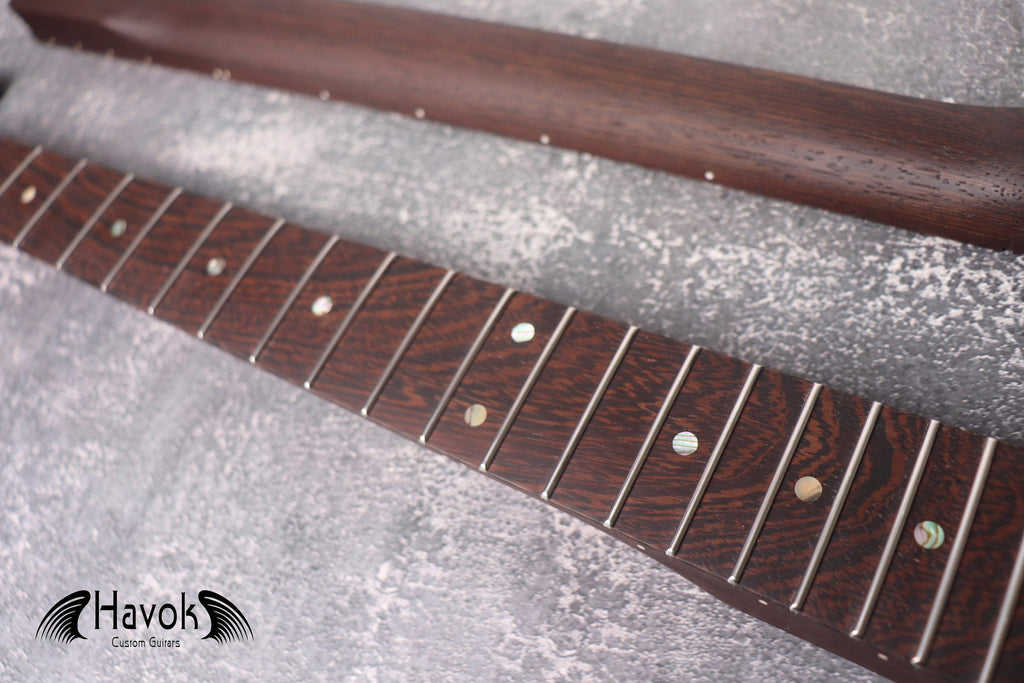 Special S Type Wenge Neck, 22 Medium Jumbo Jescar Nickel Frets, Big Headstock S Style, Vintage Neck Replacement Part, Guitar Build Kit DIY