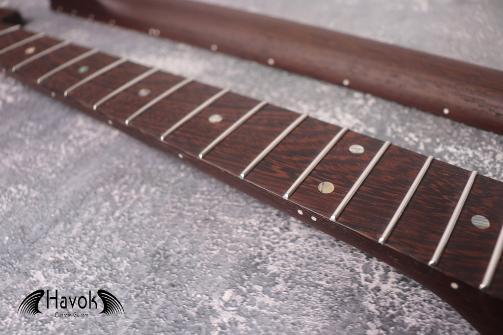 Special S Type Wenge Neck, 22 Medium Jumbo Jescar Nickel Frets, Big Headstock S Style, Vintage Neck Replacement Part, Guitar Build Kit DIY