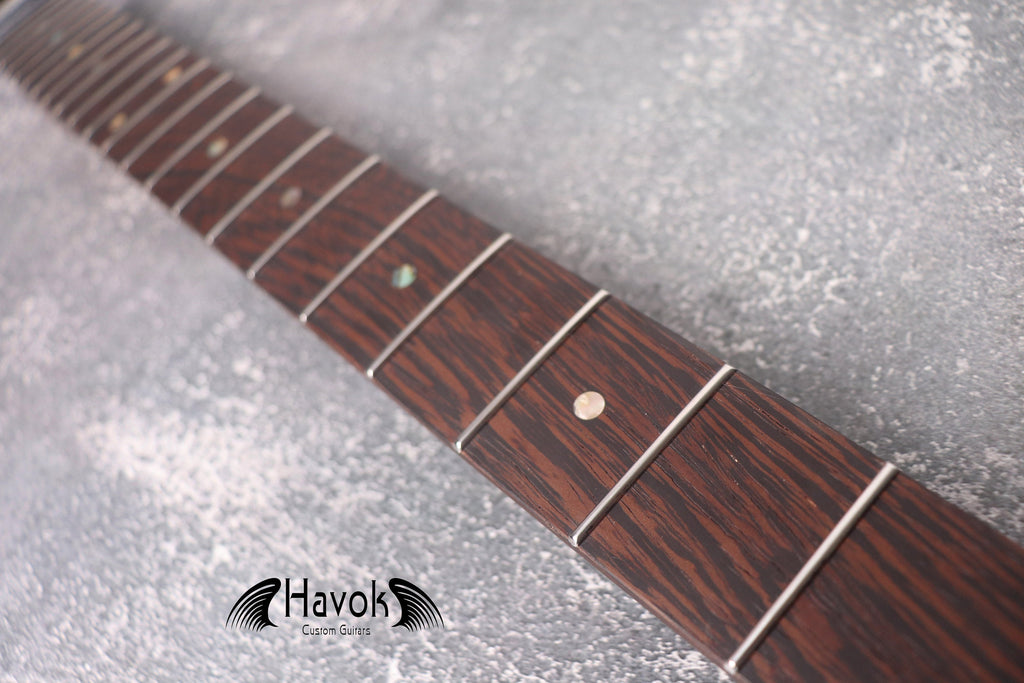 Special S Type Wenge Neck, 22 Medium Jumbo Jescar Nickel Frets, Big Headstock S Style, Vintage Neck Replacement Part, Guitar Build Kit DIY
