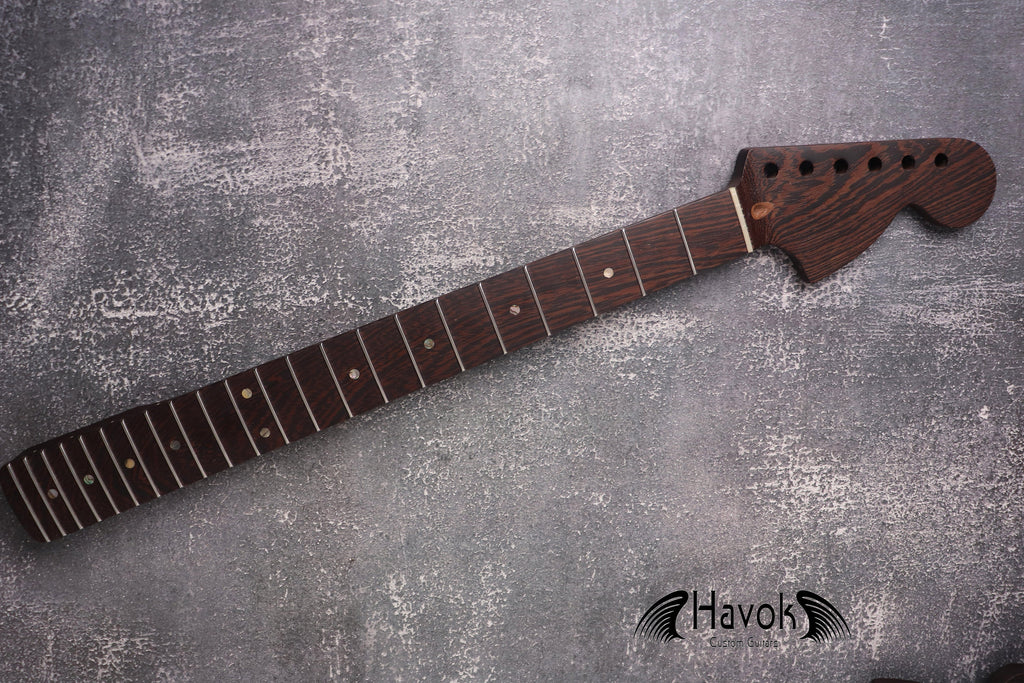 Special S Type Wenge Neck, 22 Medium Jumbo Jescar Nickel Frets, Big Headstock S Style, Vintage Neck Replacement Part, Guitar Build Kit DIY