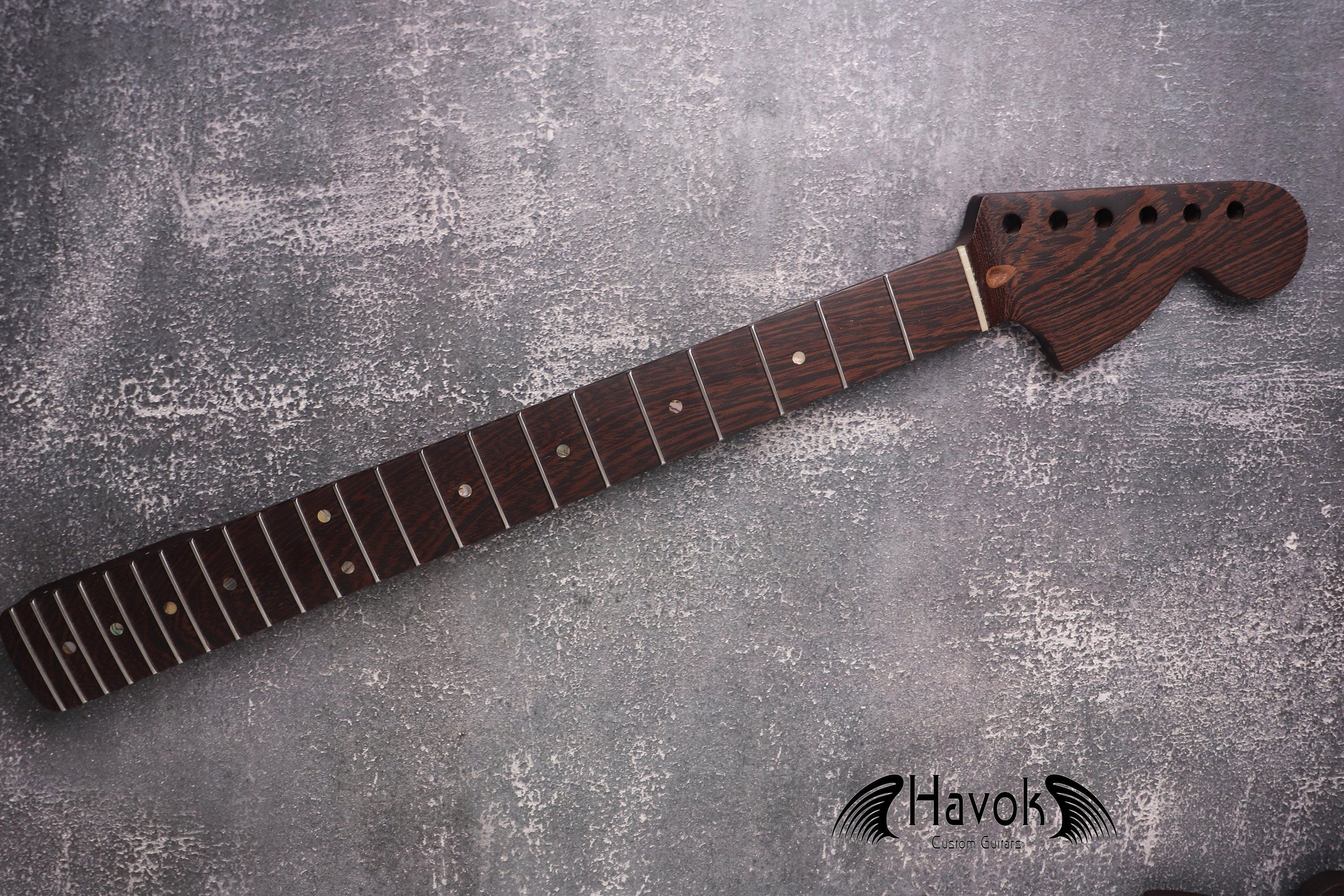 Special S Type Wenge Neck, 22 Medium Jumbo Jescar Nickel Frets, Big Headstock S Style, Vintage Neck Replacement Part, Guitar Build Kit DIY