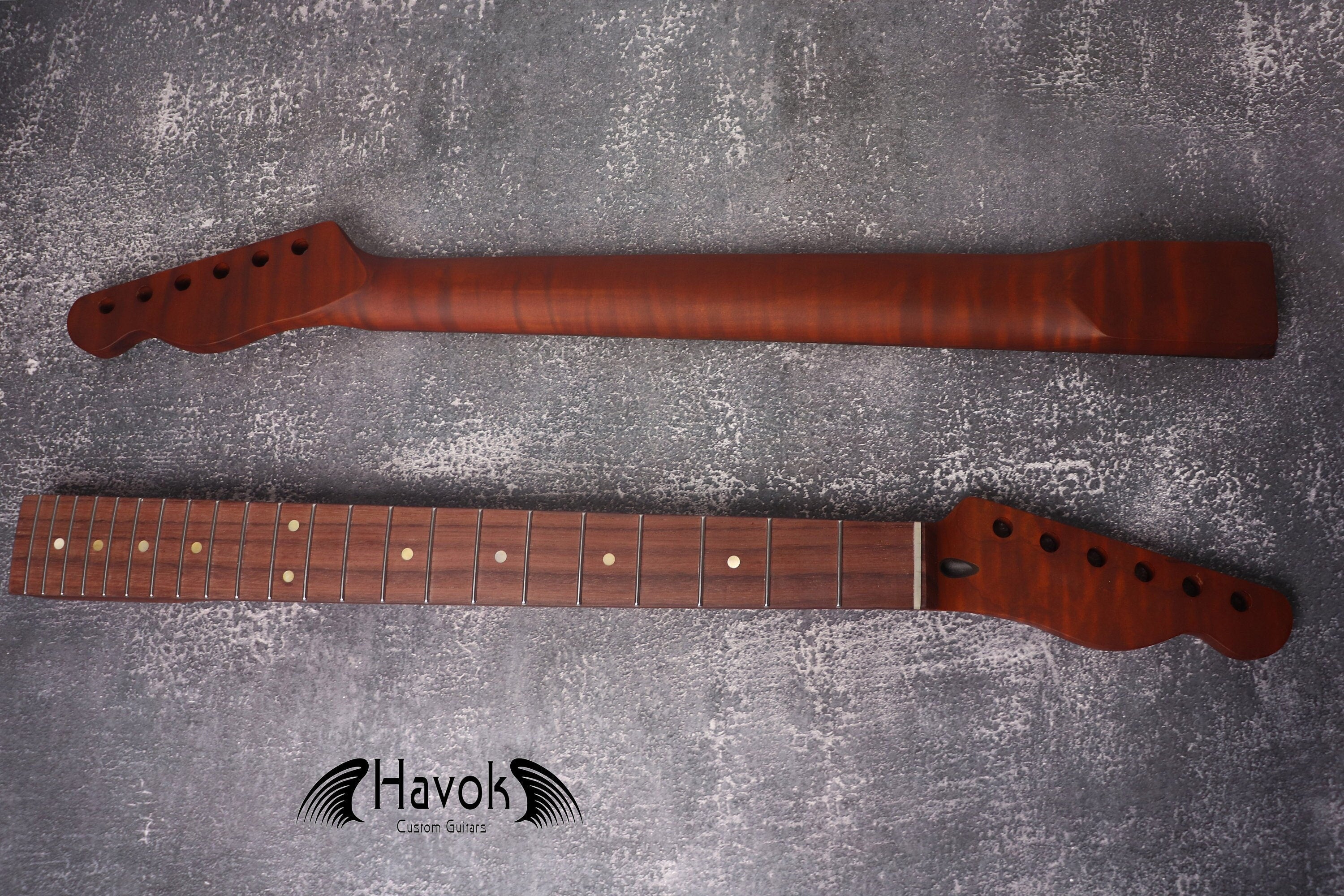TL Special T Type Dark Flame Roasted Maple Neck, 22 Nickel Medium Jumbo Jescar Frets, T Style Satin, Vintage Electric Guitar Part Custom