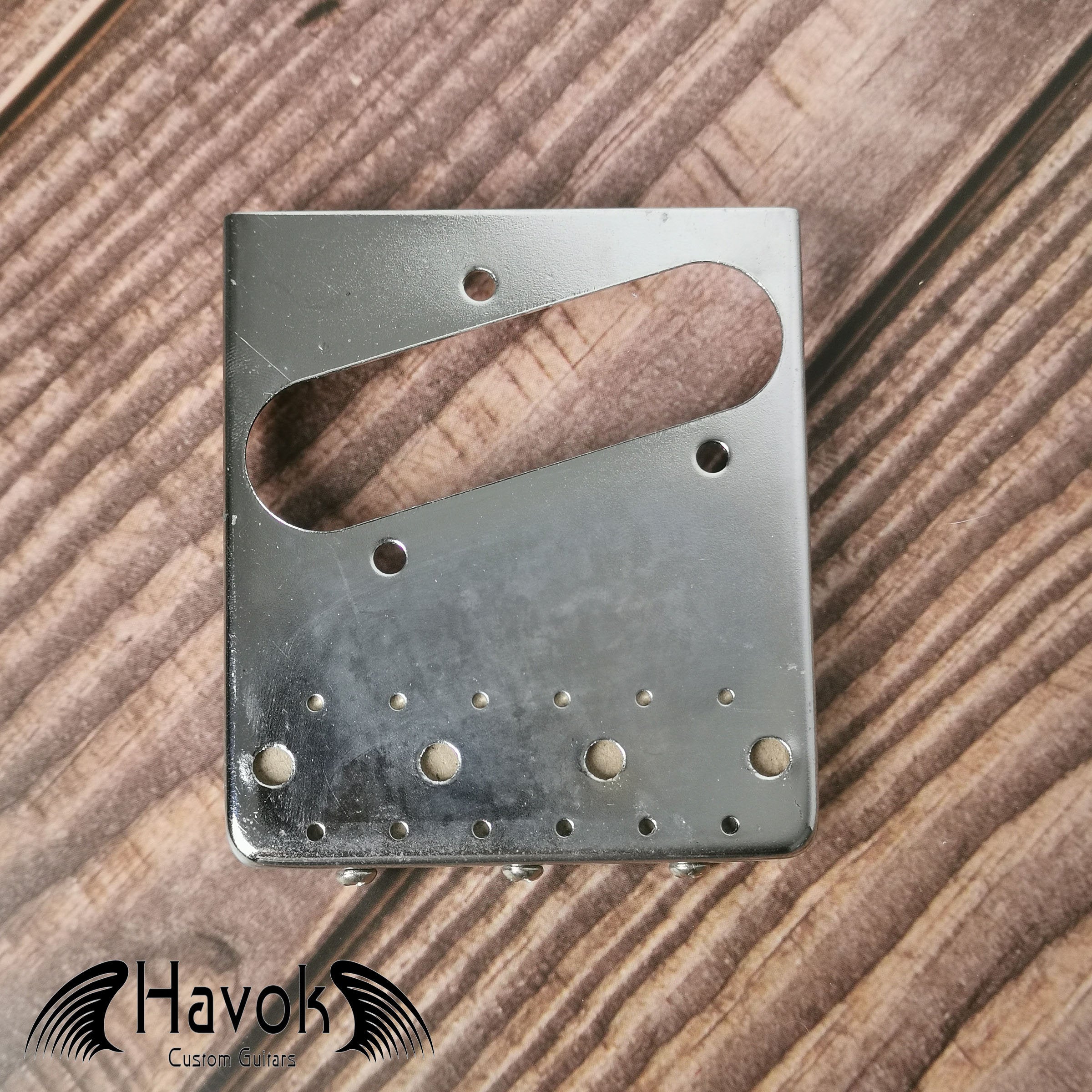Havok 3-Saddle T Type Silver Bridge Brass, T-Style Vintage Part, High End Accessory and Replacement, Guitar Build Kit DIY, Guitar Gadget