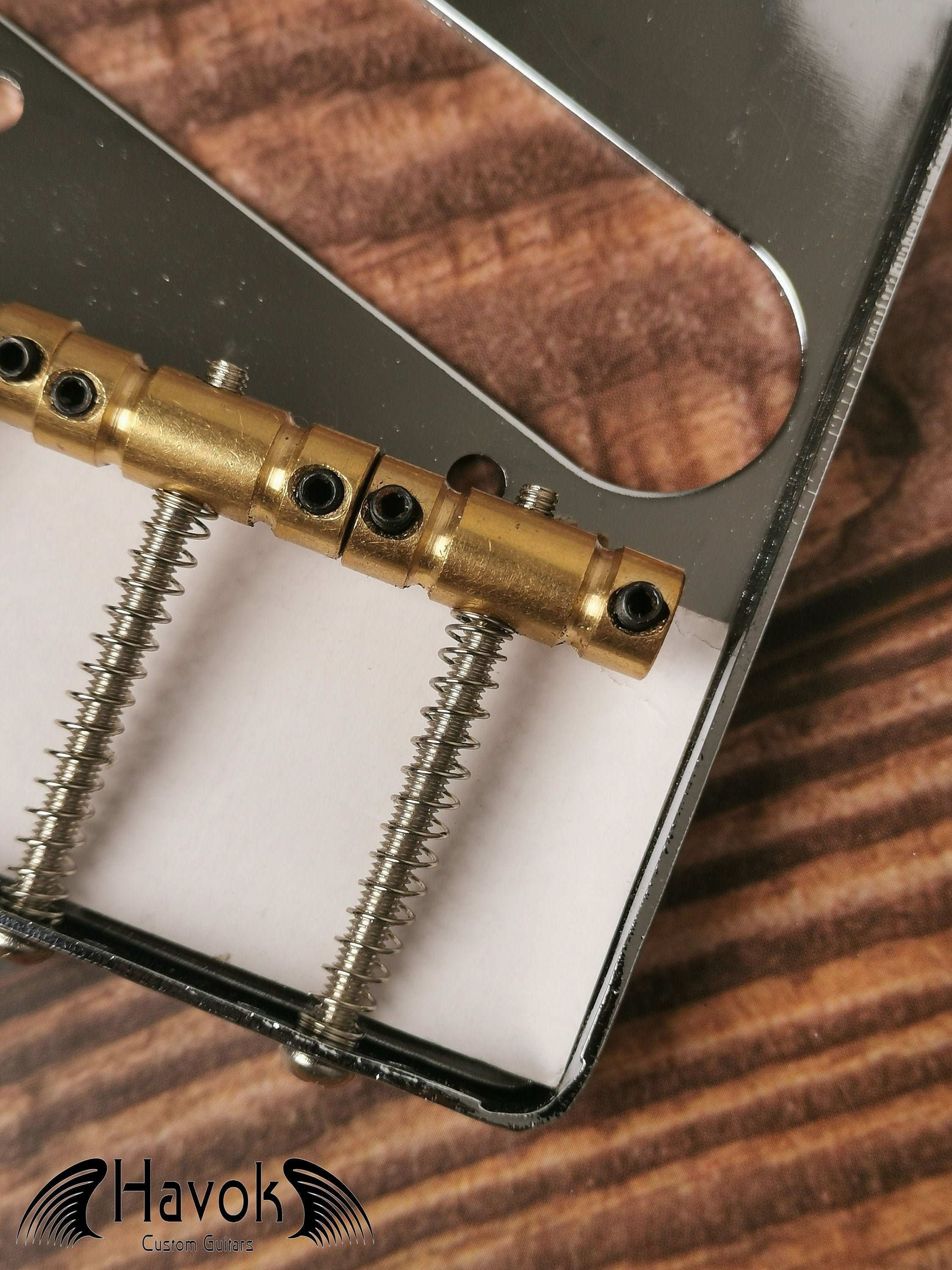 Havok 3-Saddle T Type Silver Bridge Brass, T-Style Vintage Part, High End Accessory and Replacement, Guitar Build Kit DIY, Guitar Gadget