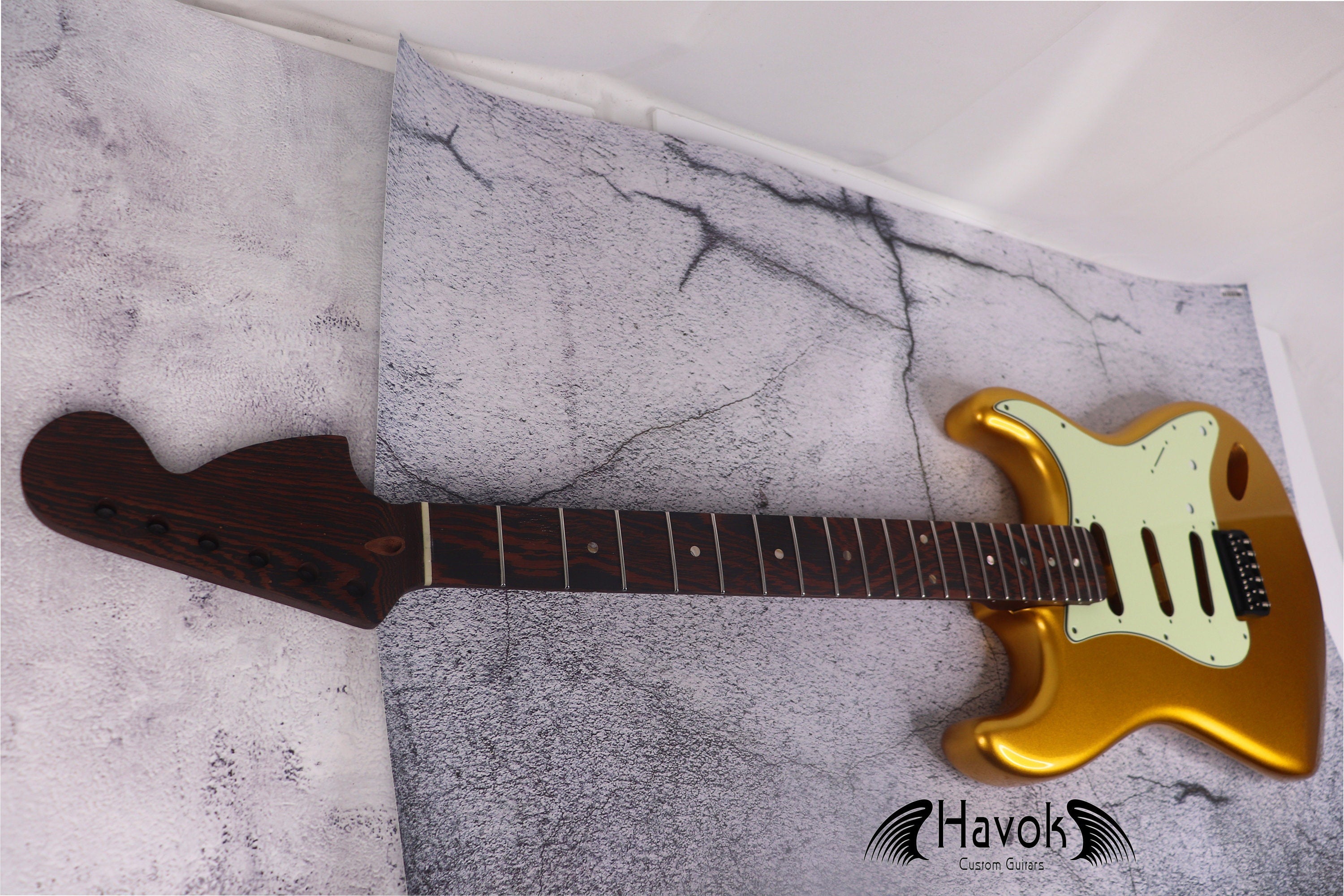 Guitar Kit Golden 2 Piece Mahogany Body Wenge Neck With Hardware, Hight Quality Electric Guitar Kit, Fender Strat Neck, Build Your Own DIY