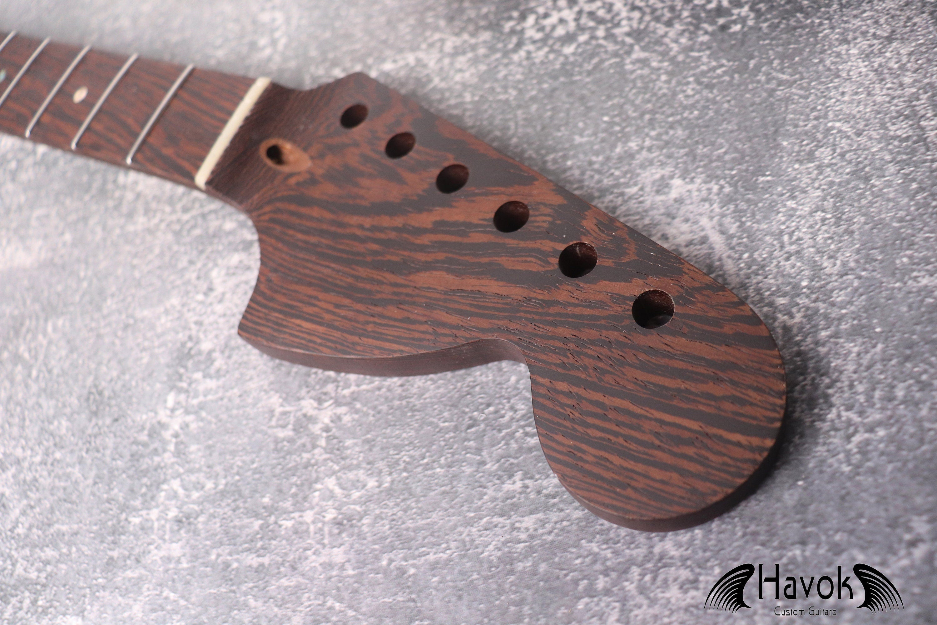 Special S Type Wenge Neck, 22 Medium Jumbo Jescar Nickel Frets, Big Headstock S Style, Vintage Neck Replacement Part, Guitar Build Kit DIY