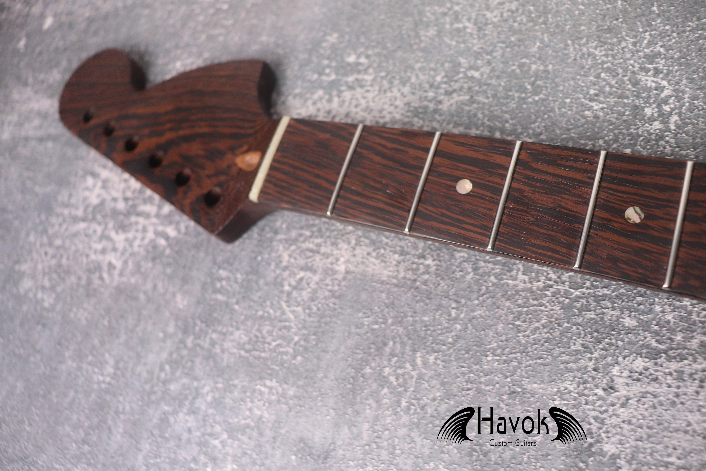 Special S Type Wenge Neck, 22 Medium Jumbo Jescar Nickel Frets, Big Headstock S Style, Vintage Neck Replacement Part, Guitar Build Kit DIY