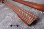 TL Special T Type Dark Flame Roasted Maple Neck, 22 Nickel Medium Jumbo Jescar Frets, T Style Satin, Vintage Electric Guitar Part Custom