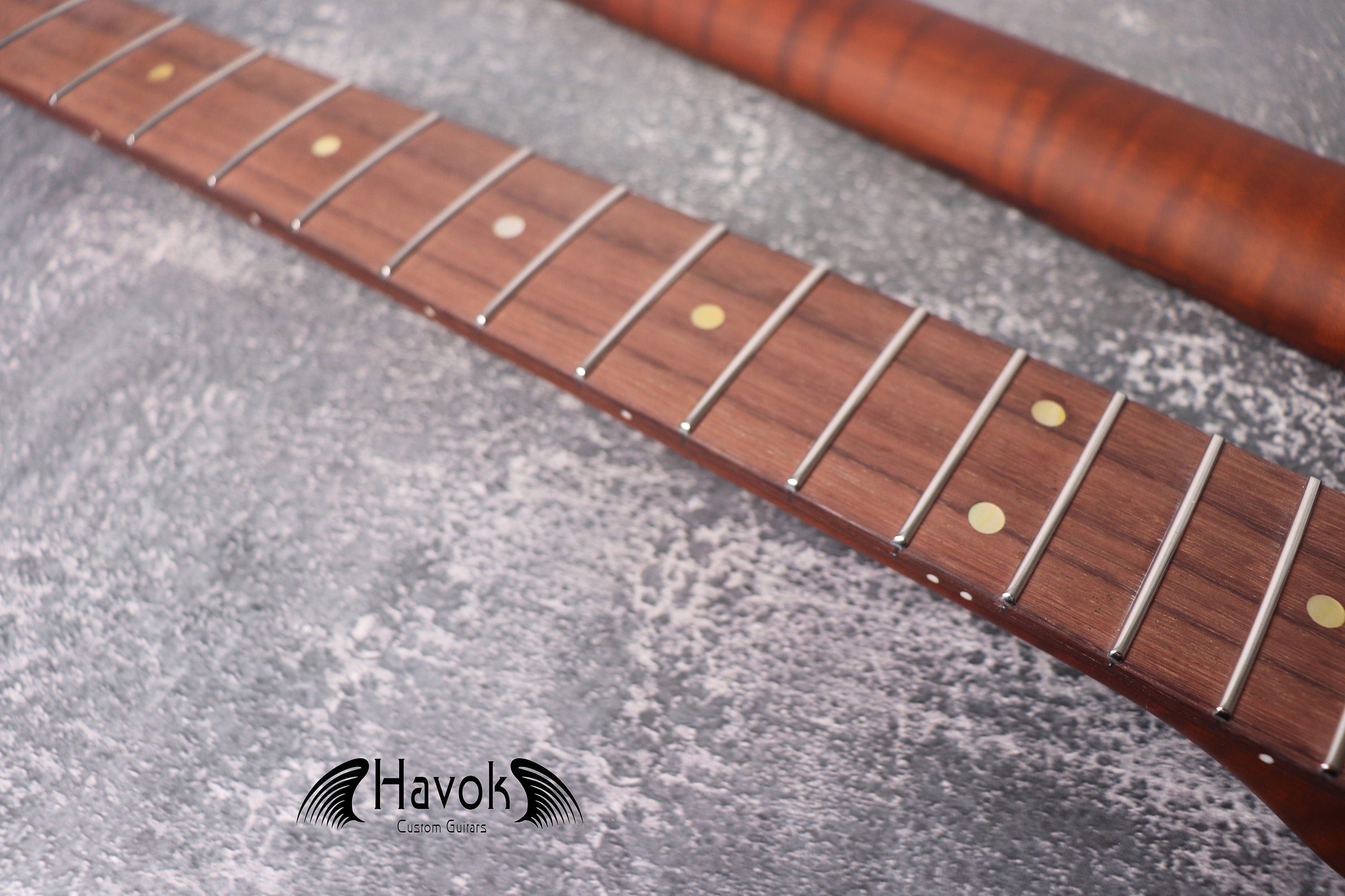 T Type Dark Flame Roasted Maple Neck Stainless Steel Frets, TL Satin Neck, Medium Jumbo Jescar Frets, 22 Frets, Electric Guitar Neck
