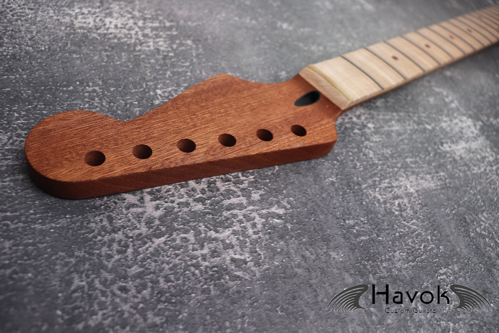 S type Guitar Mahogany Neck, 22 Nickel Frets, Flame Maple Fretboard, Satin Finish ST, S-Style Guitar Building DIY, Medium Jumbo Jescar