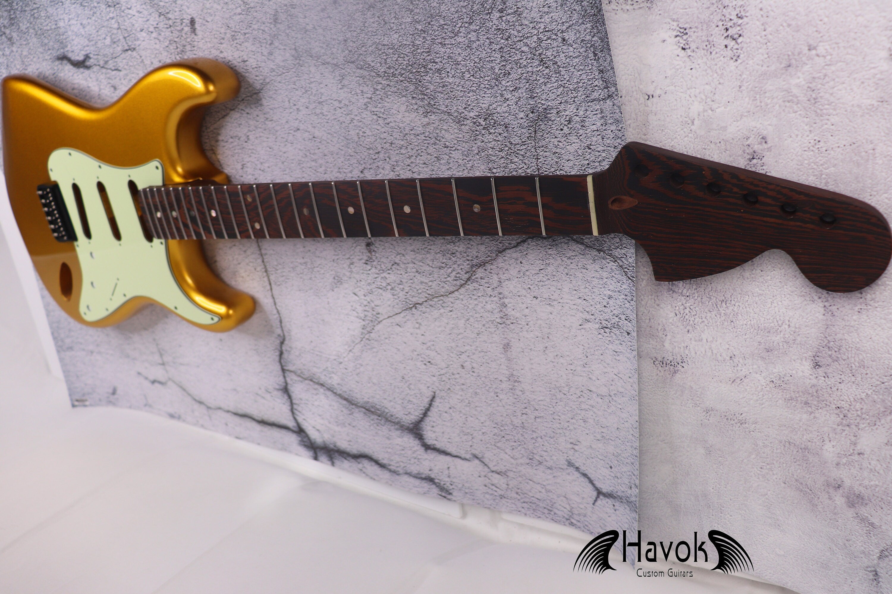 Guitar Kit Golden 2 Piece Mahogany Body Wenge Neck With Hardware, Hight Quality Electric Guitar Kit, Fender Strat Neck, Build Your Own DIY