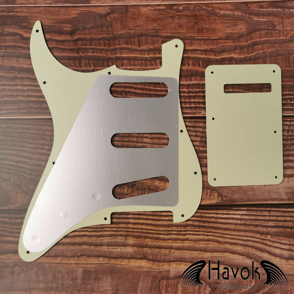S Type Scratch Plate With Tremolo Cover, 4Ply Plastic, S-Style Vintage Guitar Replacement Accessory, Guitar Build Kit DIY, Guitar Gadget