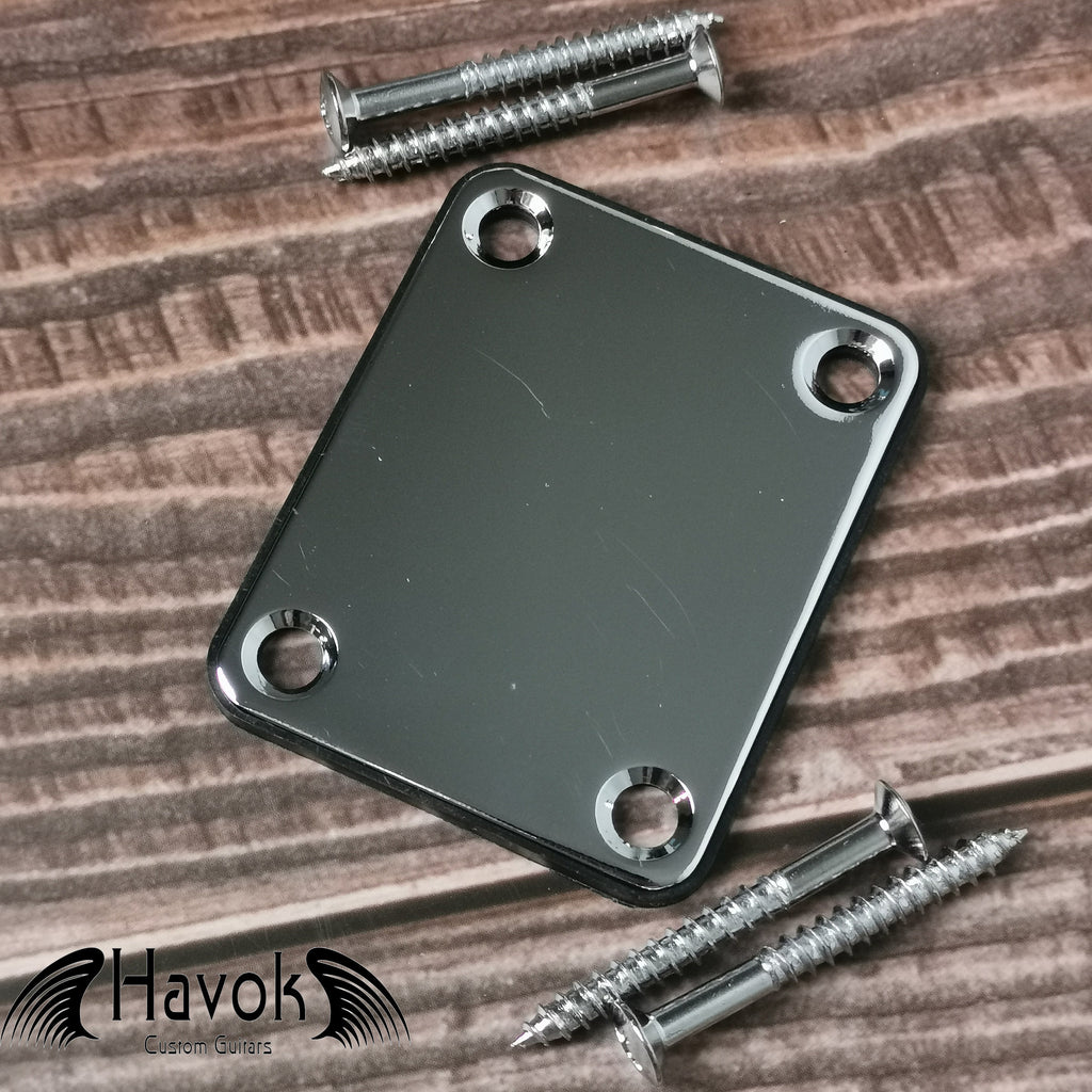 Havok Neck Plate With Gasket And Screws, Tele T-Style Strat S-Style, High End Accessory and Replacement, Guitar Build Kit DIY, Guitar Gadget