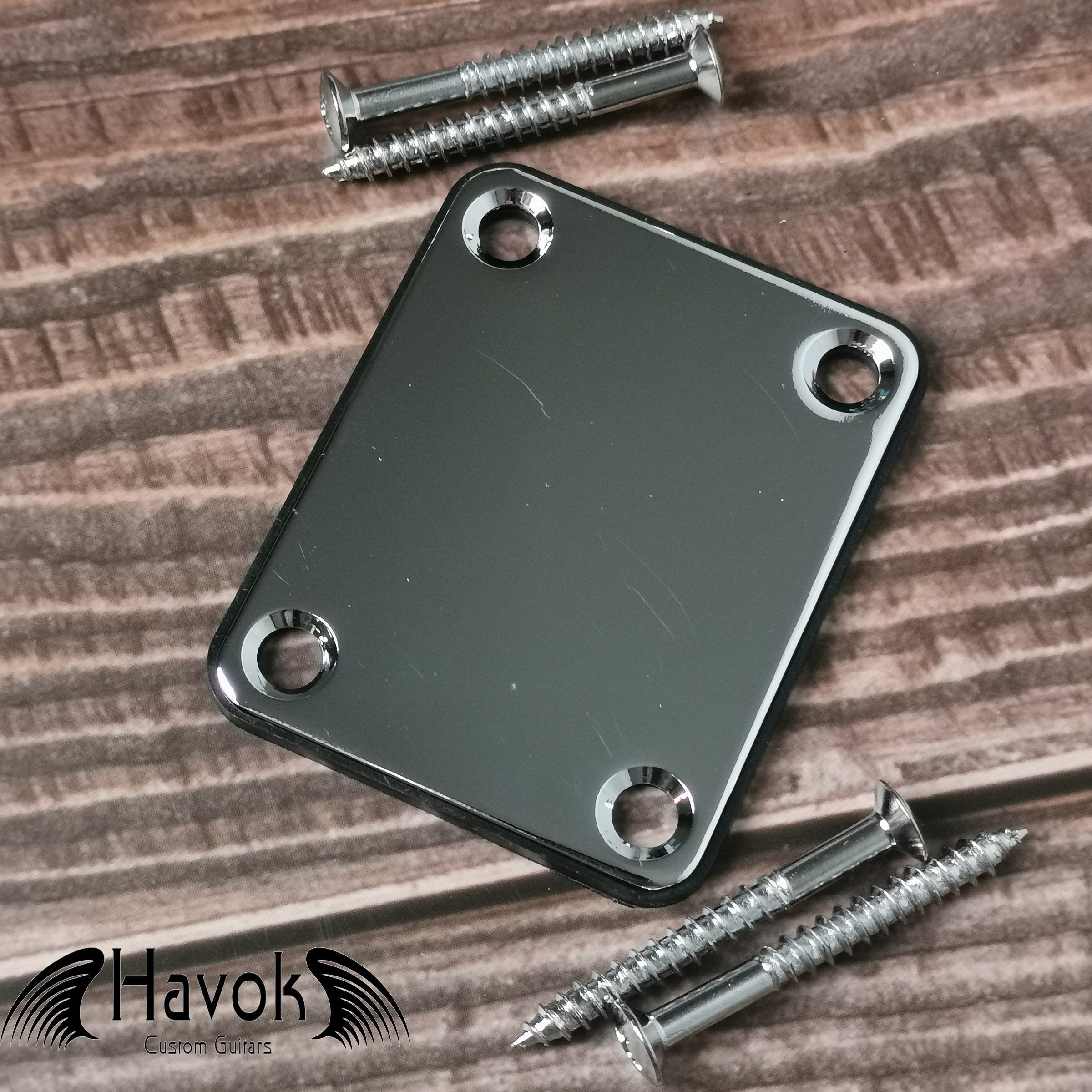 Havok Neck Plate With Gasket And Screws, Tele T-Style Strat S-Style, High End Accessory and Replacement, Guitar Build Kit DIY, Guitar Gadget