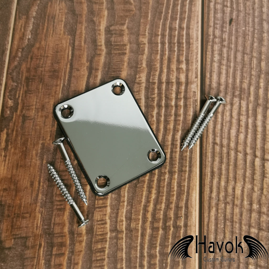 Havok Neck Plate With Gasket And Screws, Tele T-Style Strat S-Style, High End Accessory and Replacement, Guitar Build Kit DIY, Guitar Gadget