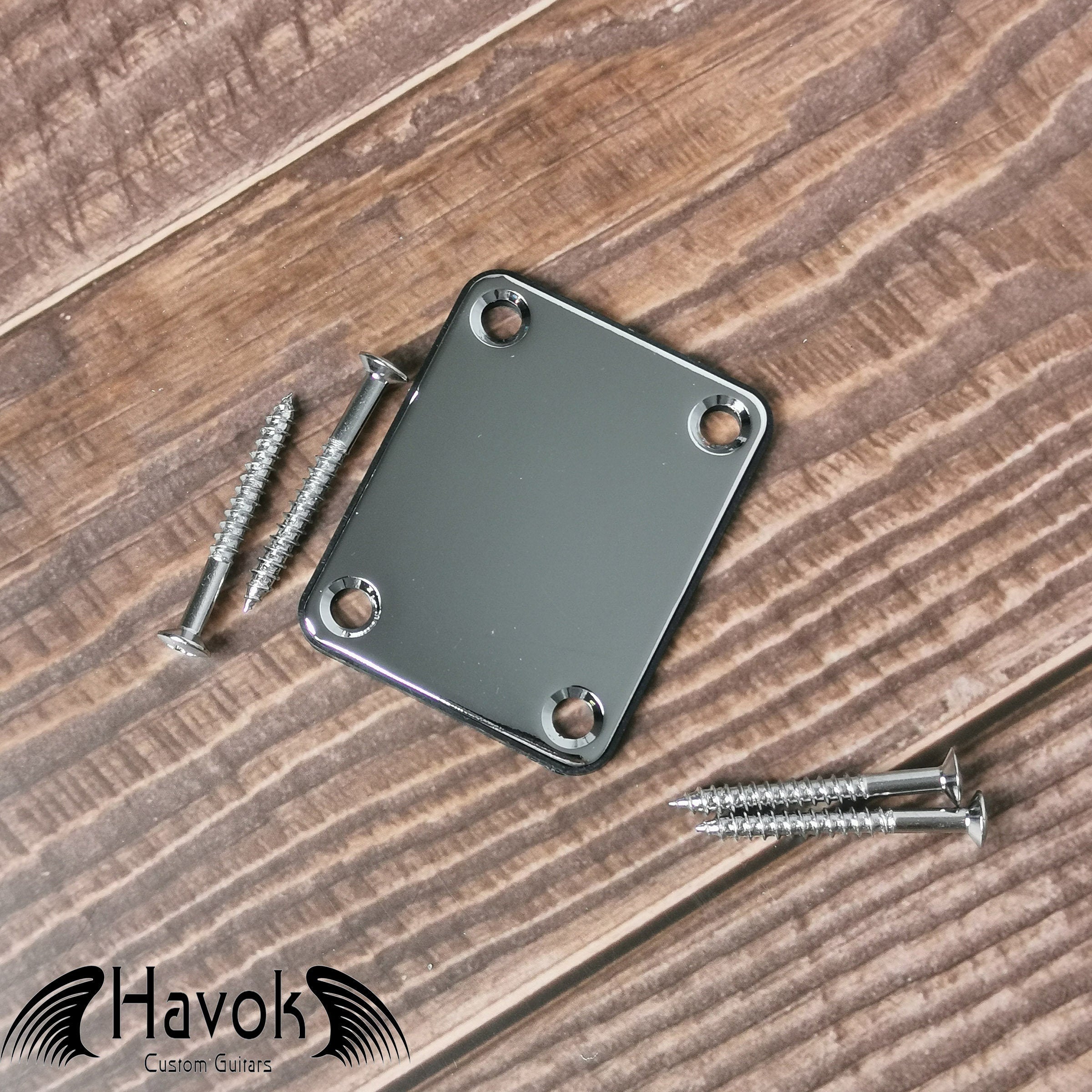 Havok Neck Plate With Gasket And Screws, Tele T-Style Strat S-Style, High End Accessory and Replacement, Guitar Build Kit DIY, Guitar Gadget