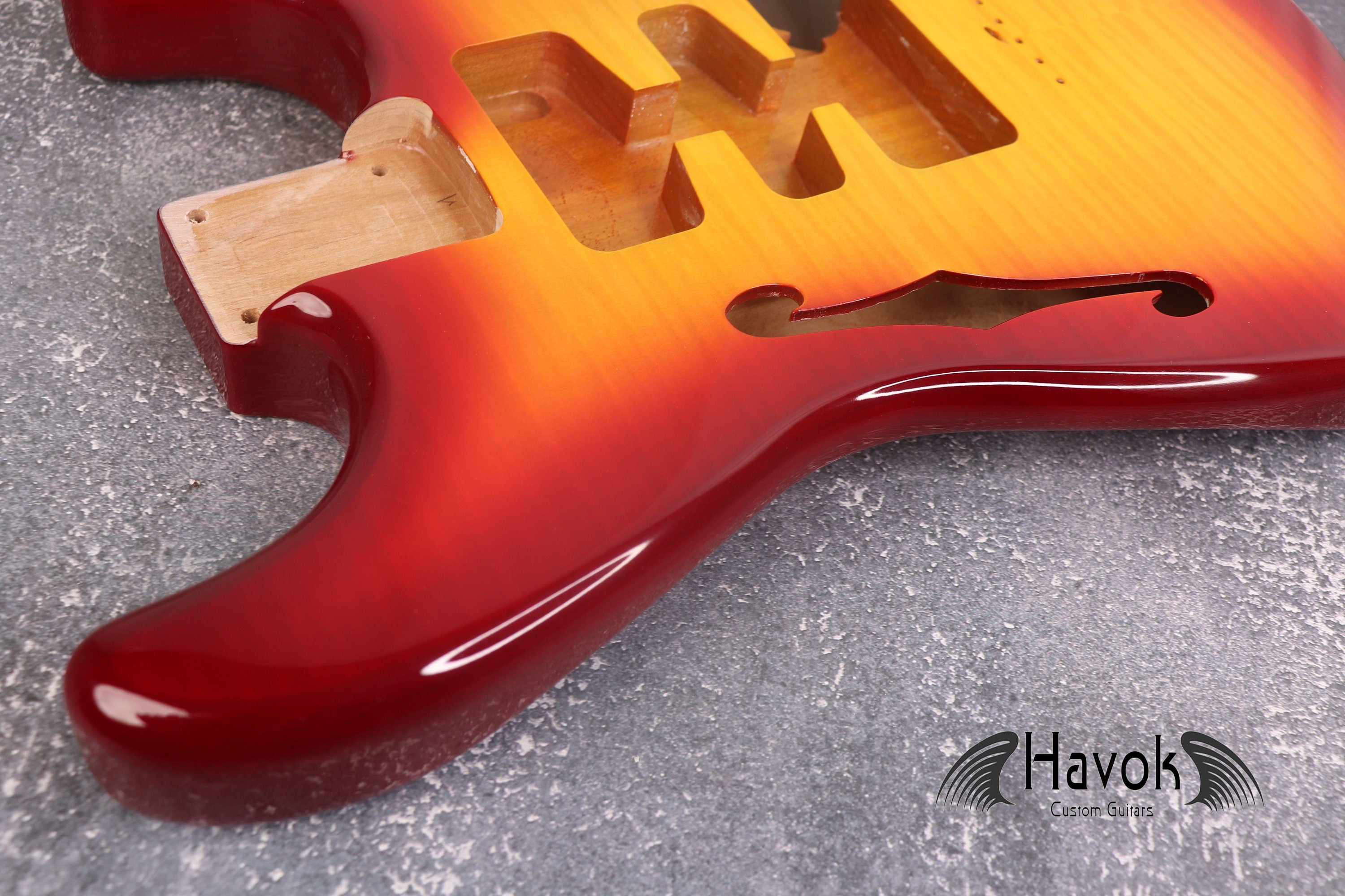 Sienna Burst F Hole Hard Tail 2 Piece Alder Body, Custom S-Style Body, High Gloss Vintage Part Gadget DIY Building Kit, ST Replacement
