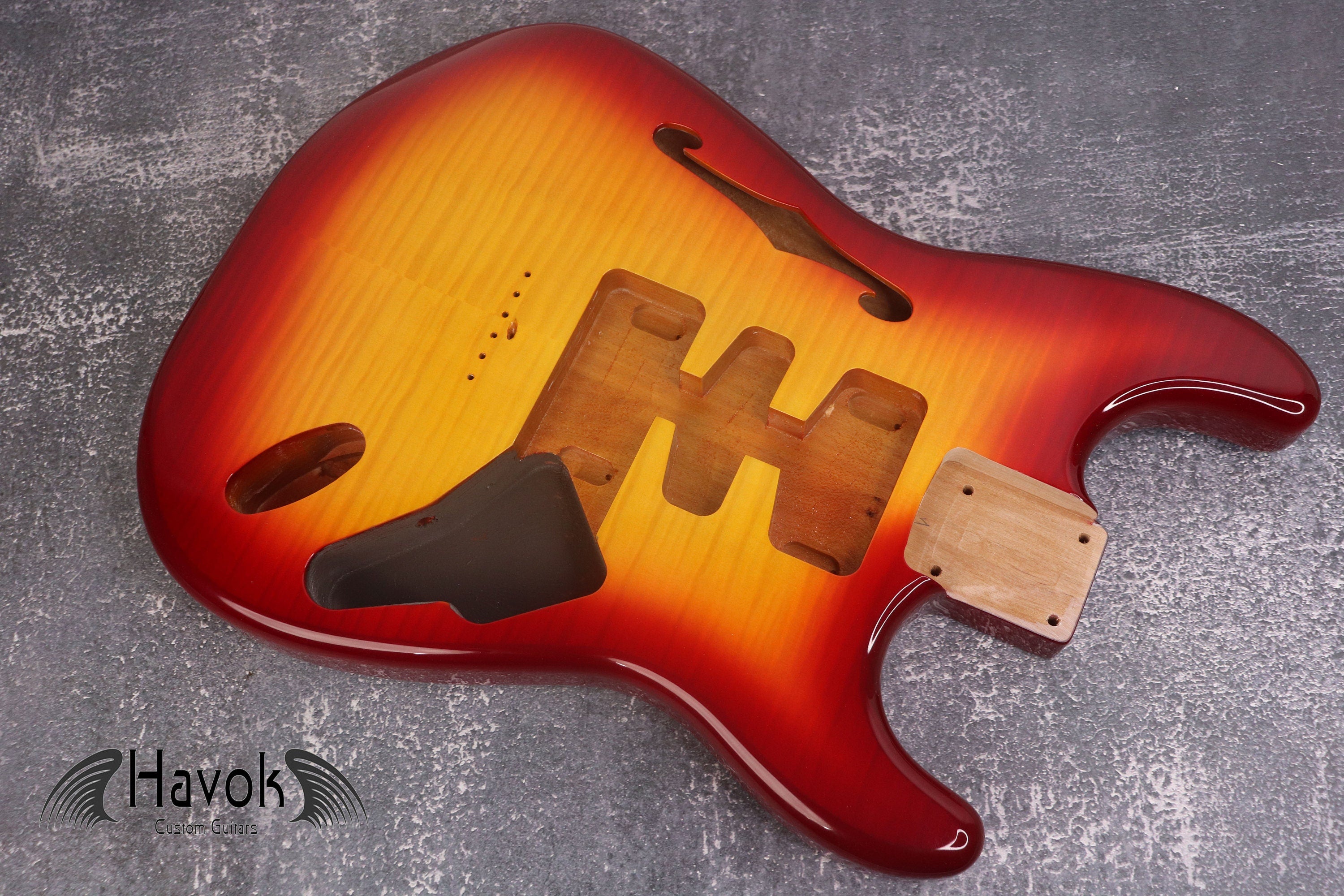 Sienna Burst F Hole Hard Tail 2 Piece Alder Body, Custom S-Style Body, High Gloss Vintage Part Gadget DIY Building Kit, ST Replacement