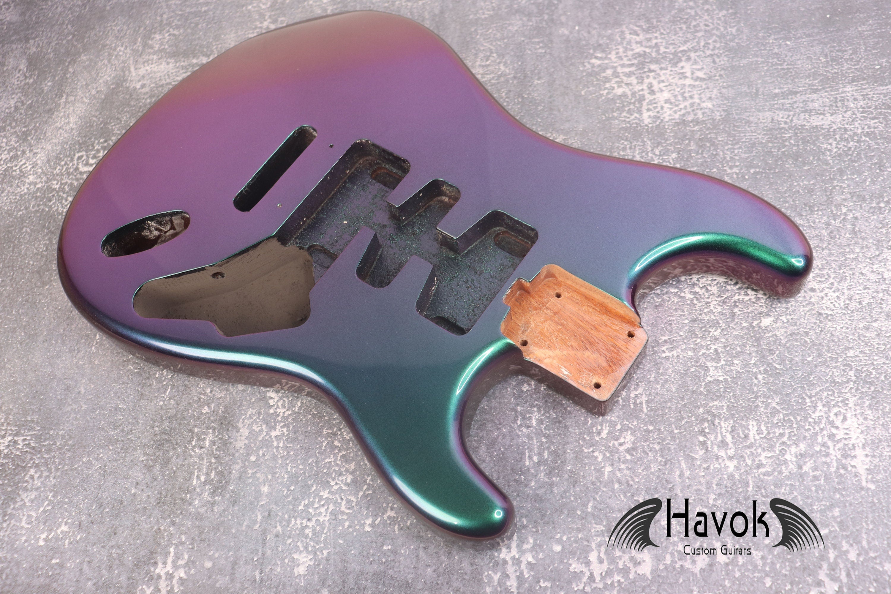 Chameleon 2PC Mahogany Strat Body High Gloss Tremolo Spoke Wheel, Custom S-Style Body, Vintage Part Gadget DIY Building Kit, ST Replacement