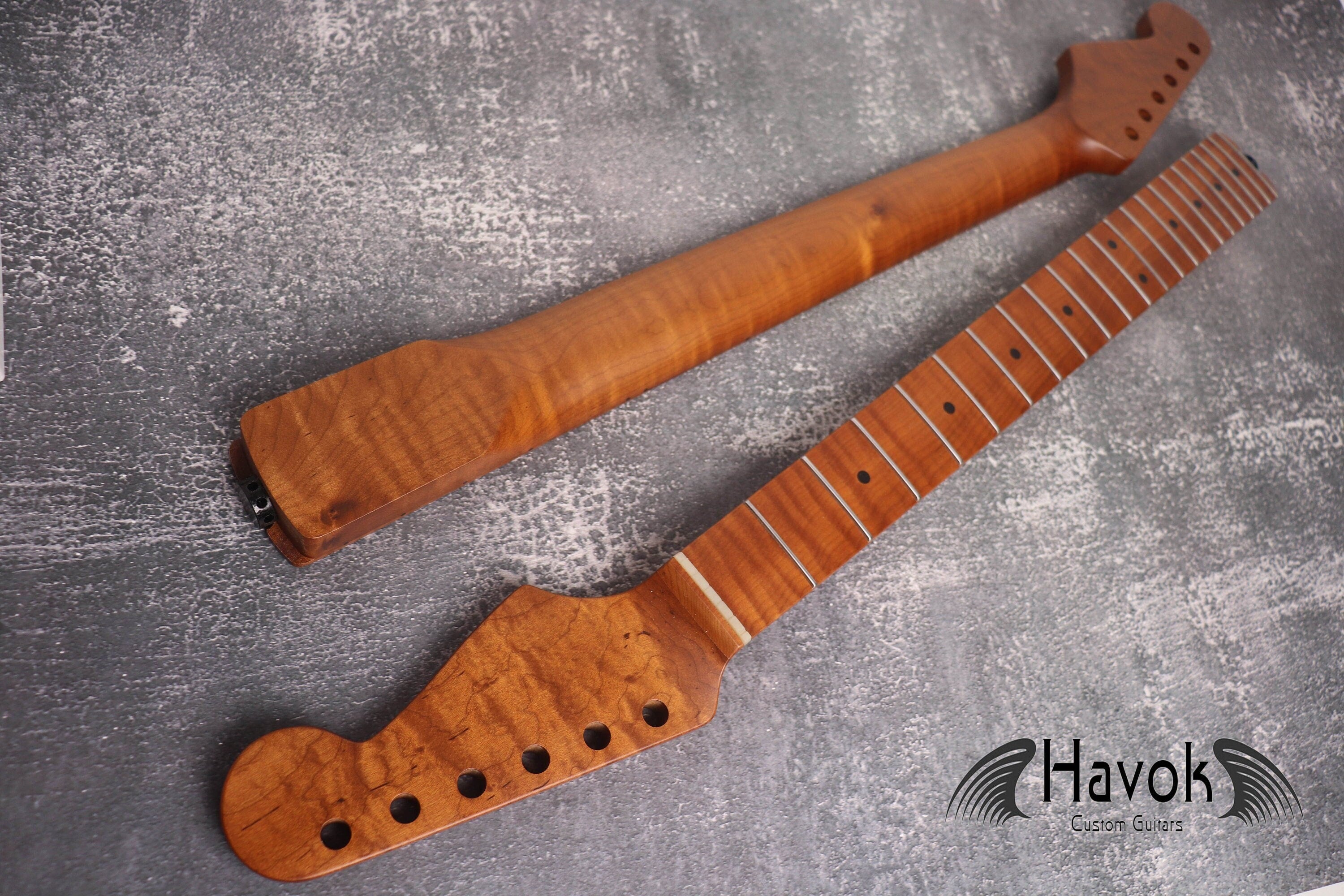 S type Spoke Wheel Roasted Flame Maple Neck, Stainless Steel Frets, Satin ST S-Type Neck, 22 Medium Jumbo Jescar, Guitar Replacement Vintage