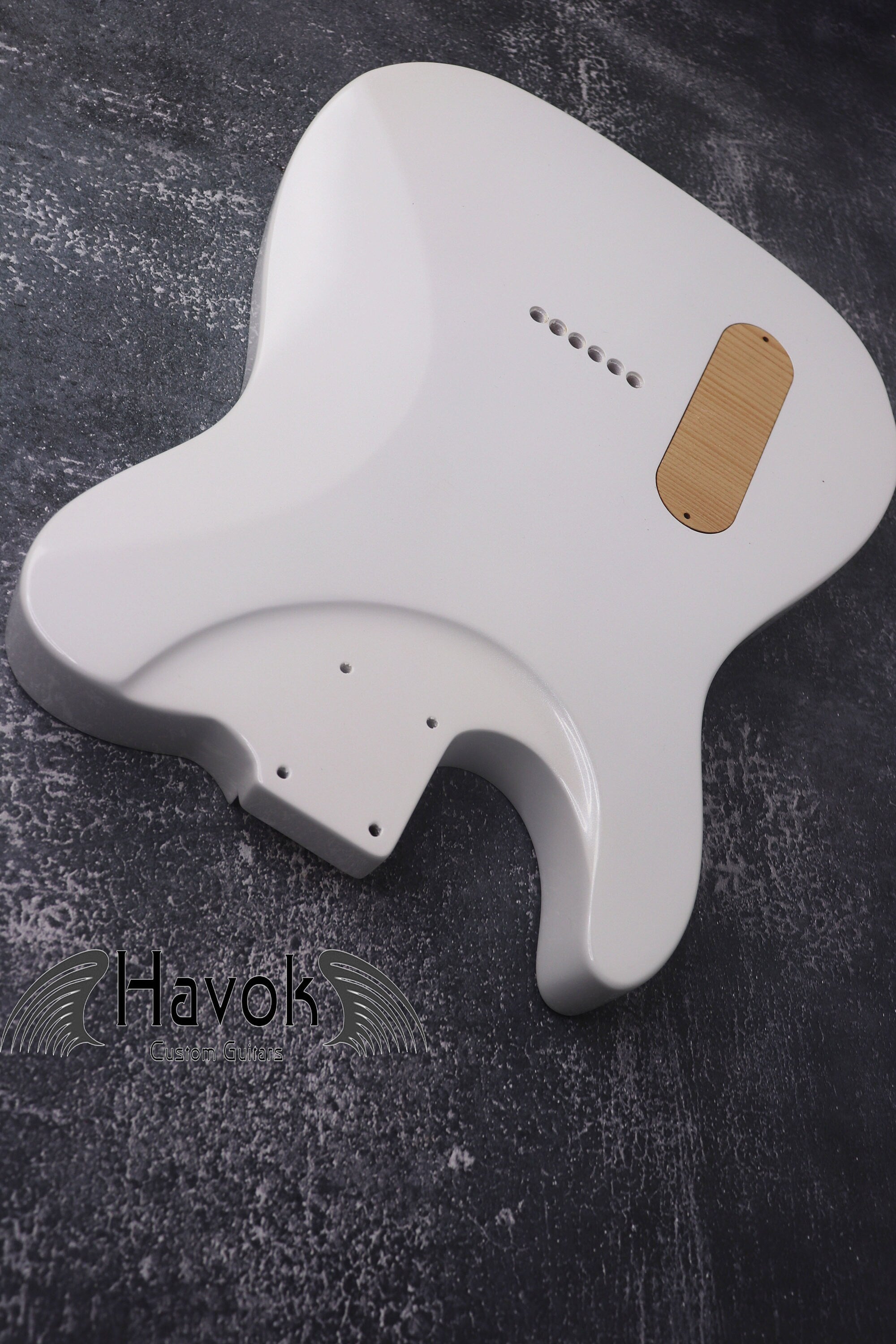 Metallic White T-Style Guitar Body, Mahogany, Humbucker Route