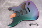Chameleon 2PC Mahogany Strat Body High Gloss Tremolo Spoke Wheel, Custom S-Style Body, Vintage Part Gadget DIY Building Kit, ST Replacement