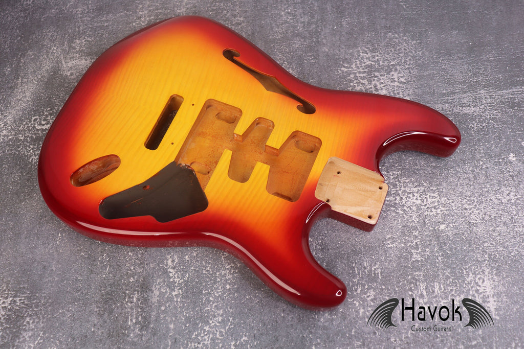 Sienna Burst F-Hole 2PC Alder S type Body Tremolo Rout, ST Custom S-Style Body, Vintage Guitar Part Replacement, Guitar DIY Building Kit