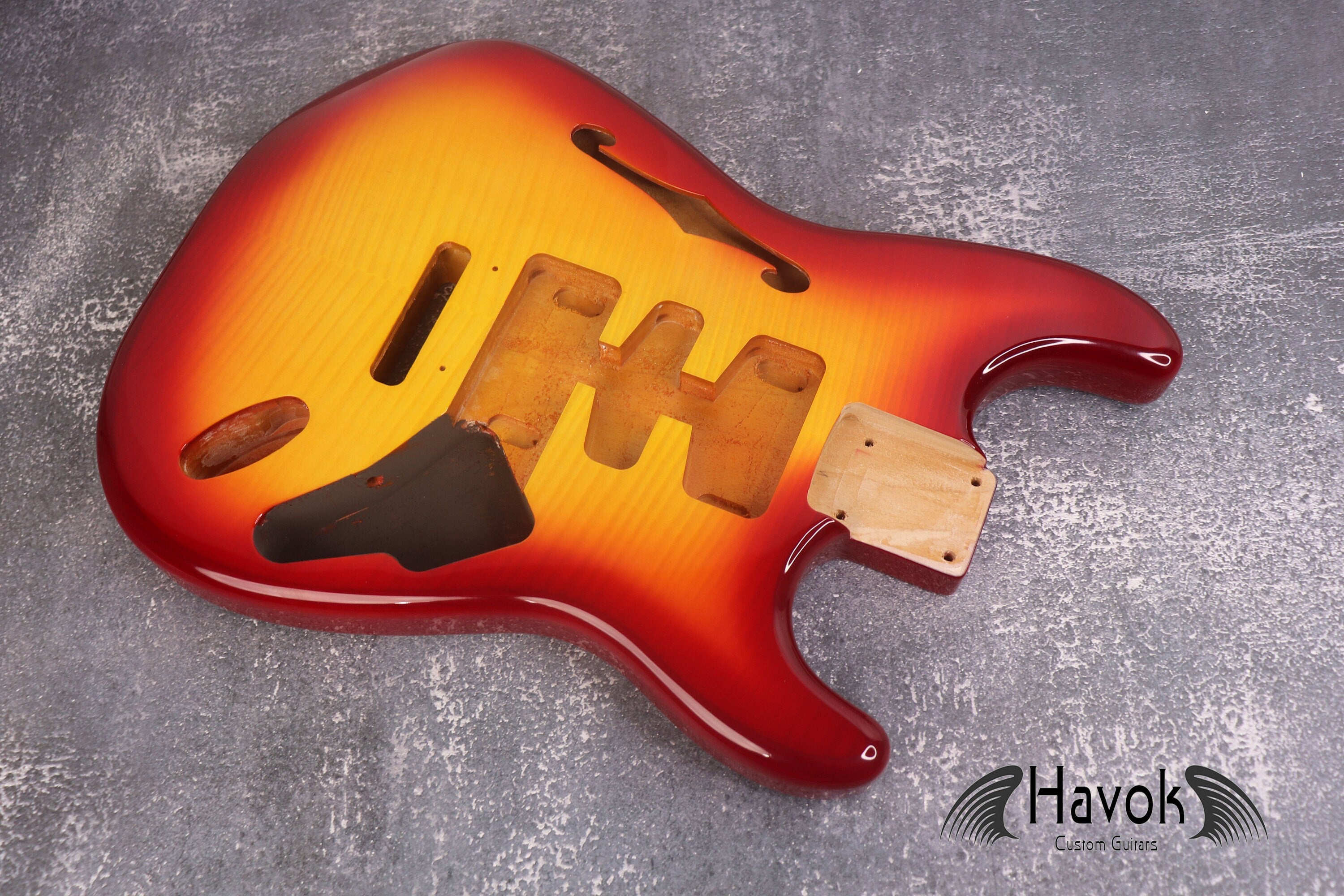 Sienna Burst F-Hole 2PC Alder S type Body Tremolo Rout, ST Custom S-Style Body, Vintage Guitar Part Replacement, Guitar DIY Building Kit