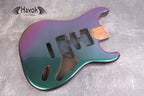 Chameleon 2PC Mahogany Strat Body High Gloss Tremolo Spoke Wheel, Custom S-Style Body, Vintage Part Gadget DIY Building Kit, ST Replacement