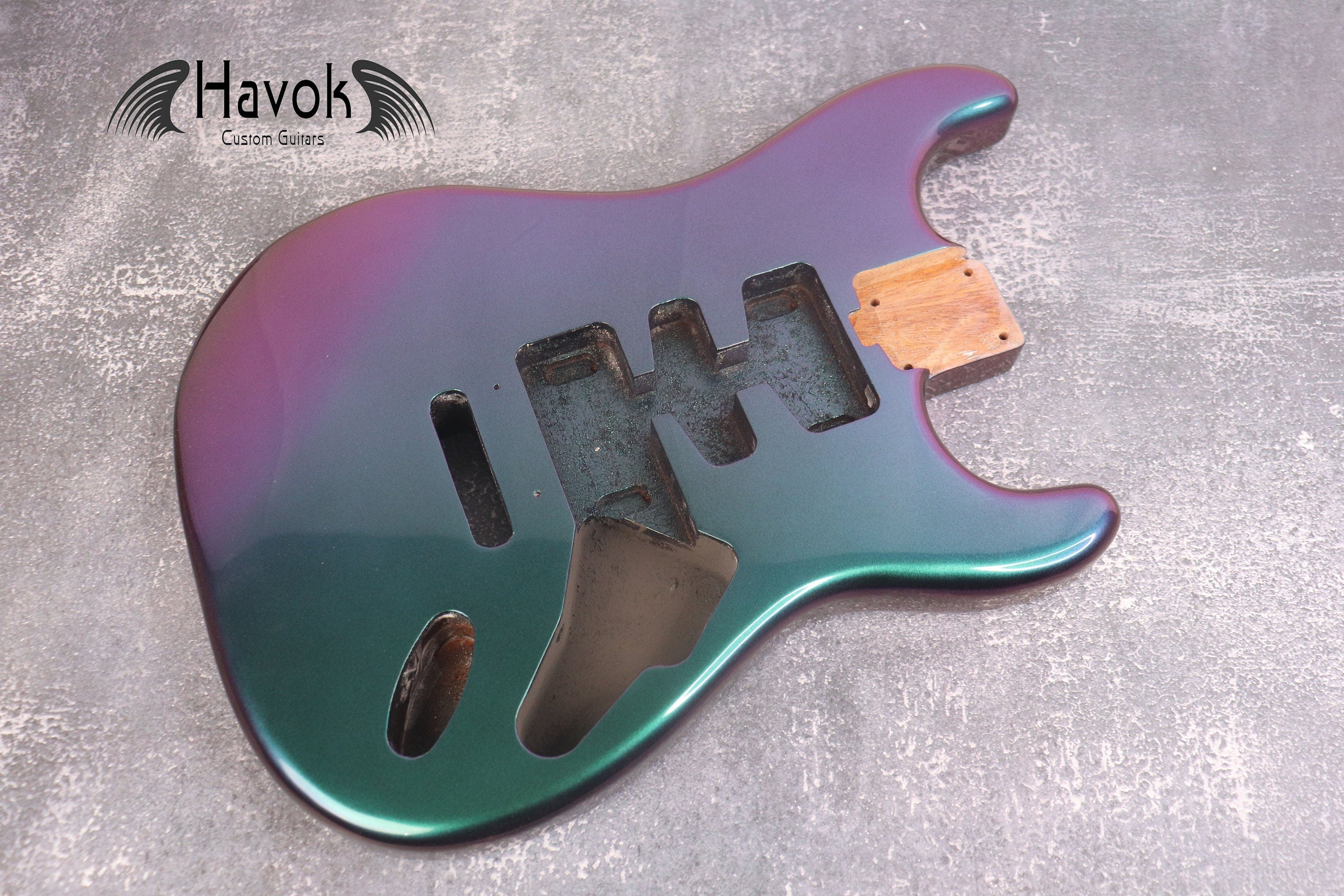 Chameleon 2PC Mahogany Strat Body High Gloss Tremolo Spoke Wheel, Custom S-Style Body, Vintage Part Gadget DIY Building Kit, ST Replacement