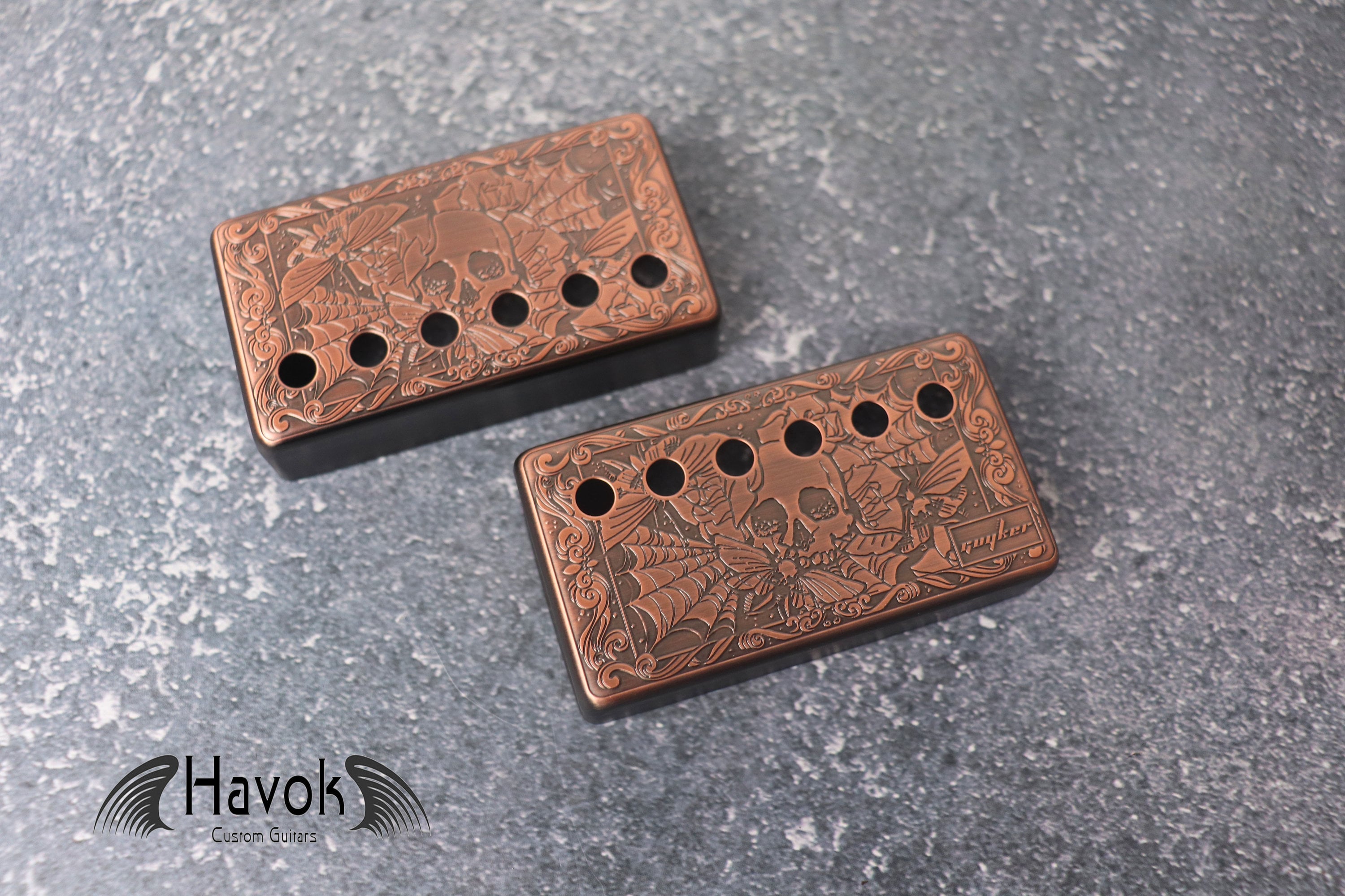 Copper Skull Humbucker Shield, Guitar Pickup Covers Gear Pattern for LP, High End Accessory and Replacement, Guitar Build Kit, Guitar Gadget