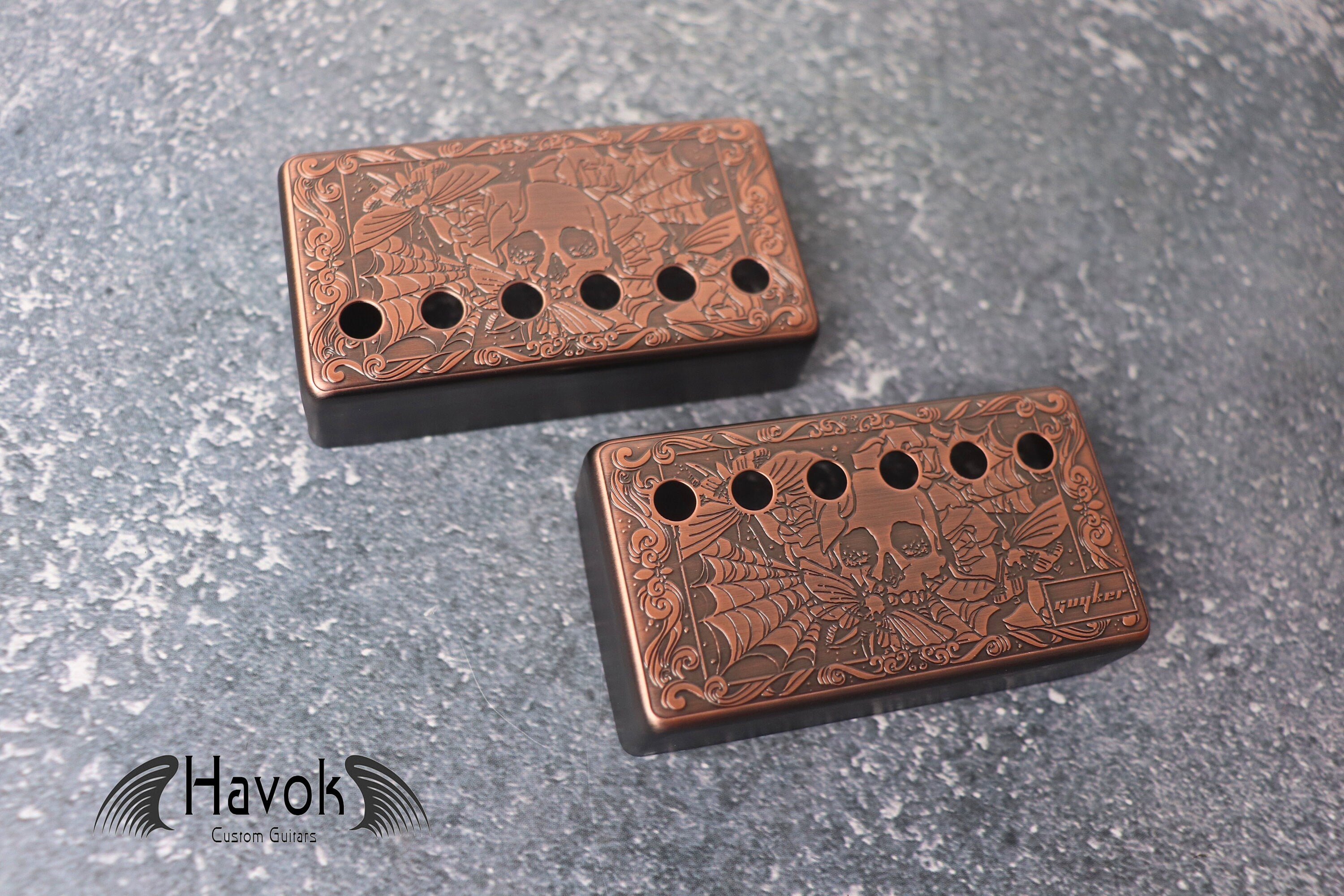 Copper Skull Humbucker Shield, Guitar Pickup Covers Gear Pattern for LP, High End Accessory and Replacement, Guitar Build Kit, Guitar Gadget