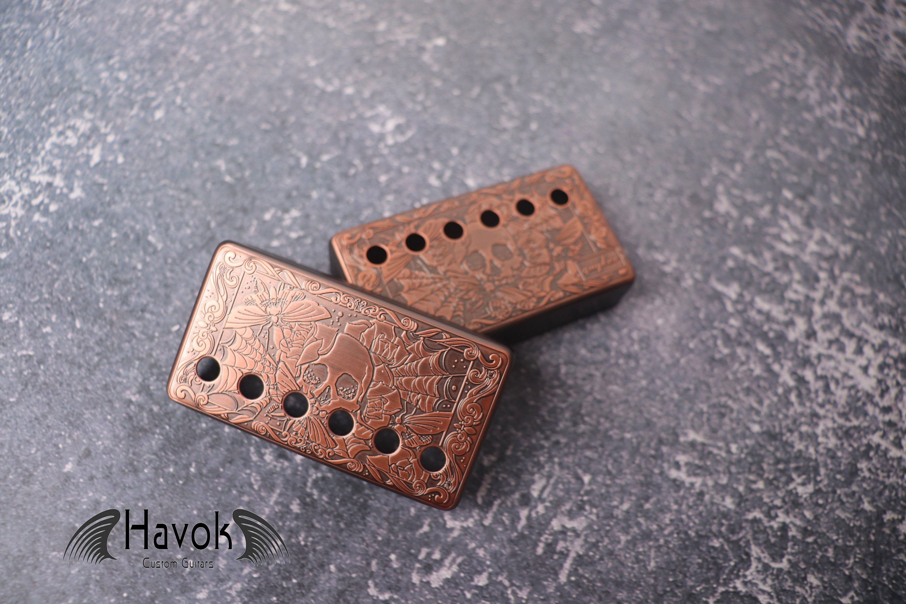 Copper Skull Humbucker Shield, Guitar Pickup Covers Gear Pattern for LP, High End Accessory and Replacement, Guitar Build Kit, Guitar Gadget