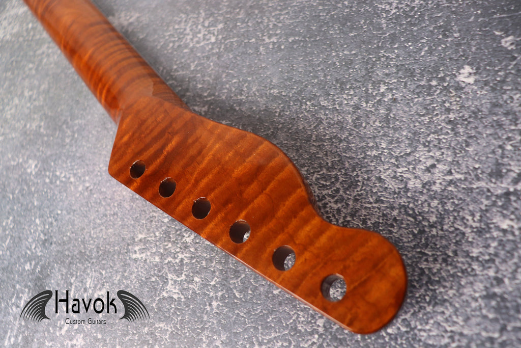 T type Flame Maple Gloss Binding Carbon Fiber Rods Neck Stainless Steel Jescar Frets